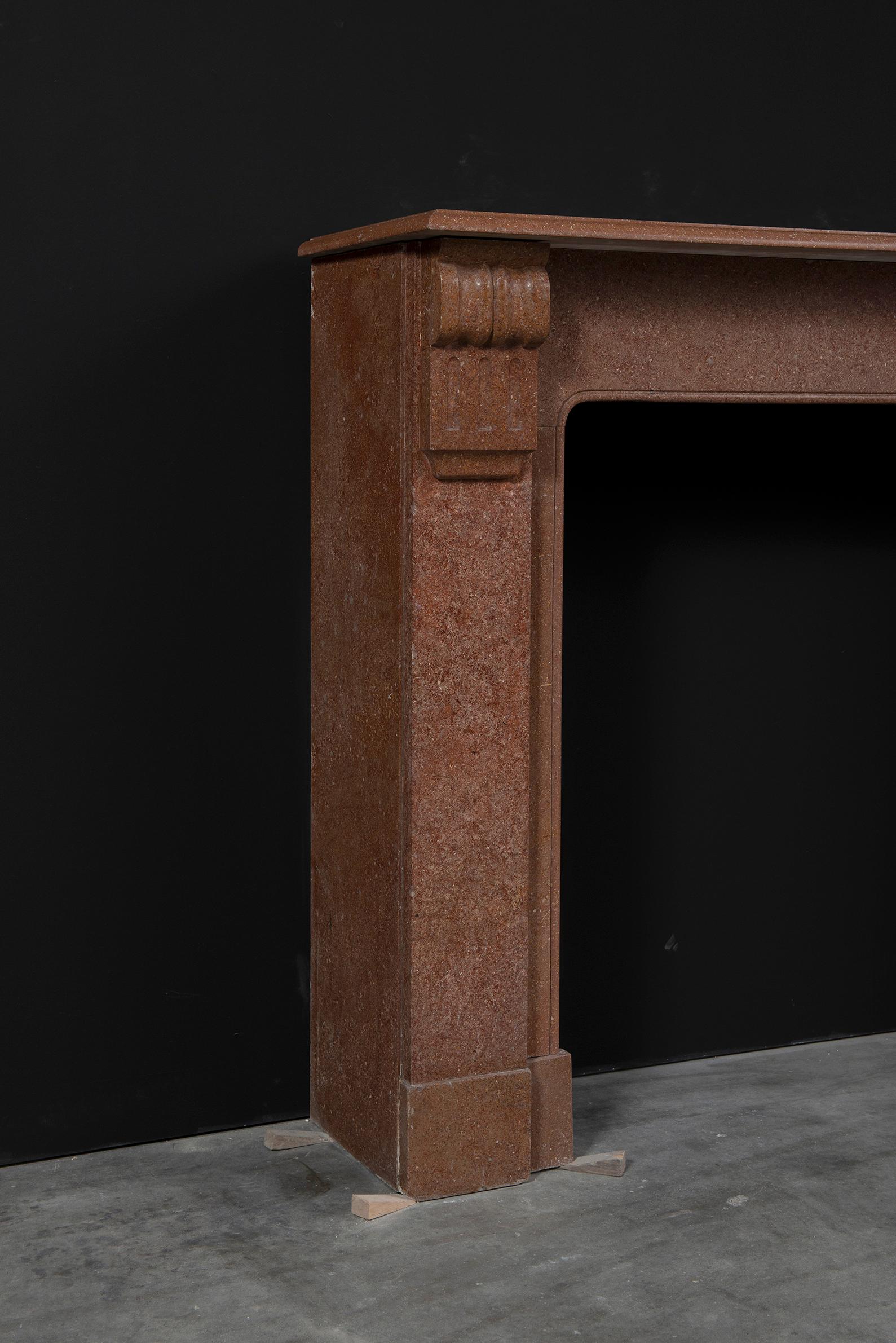 19th Century Antique Red Marble Fireplace Mantel For Sale