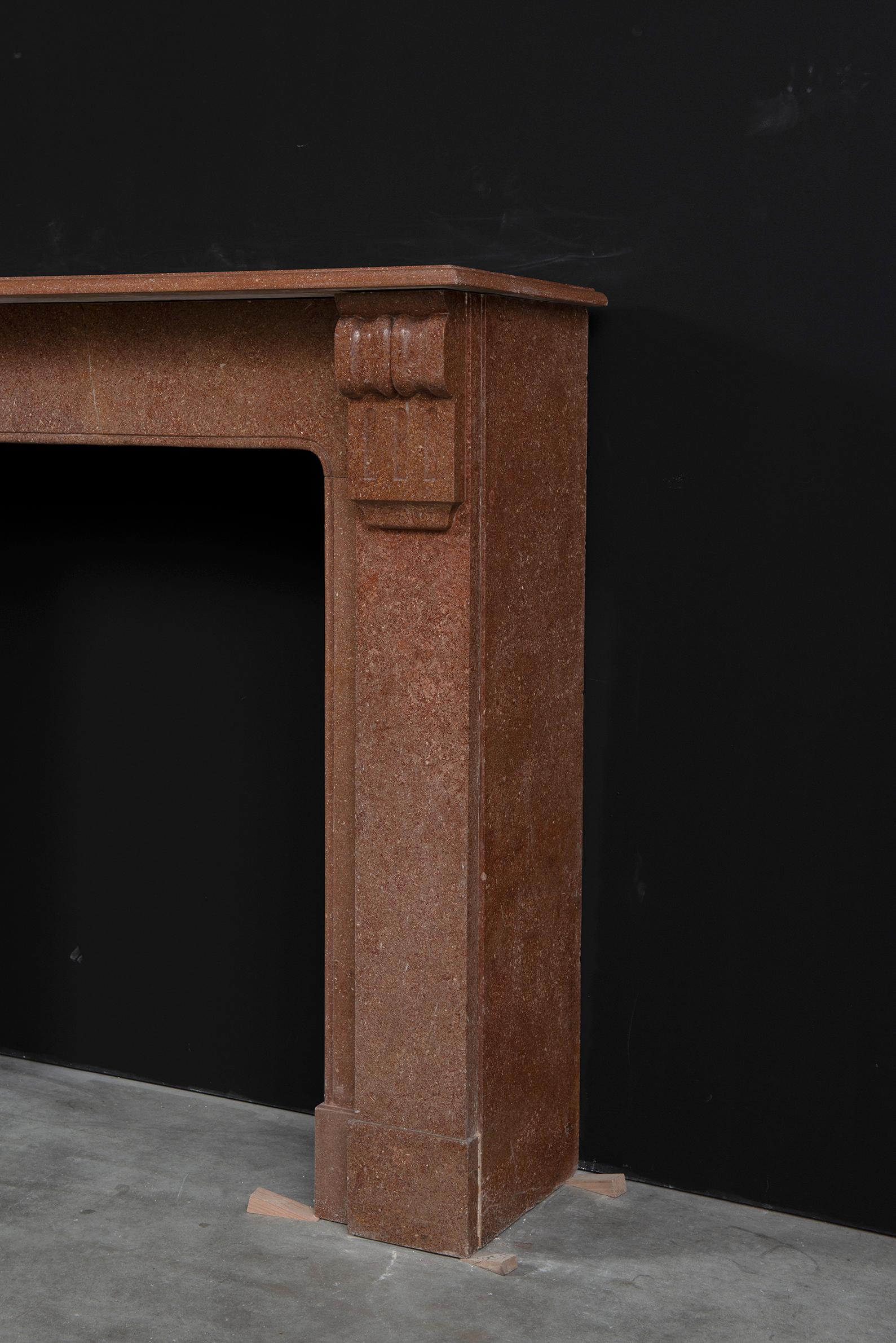 Antique Red Marble Fireplace Mantel For Sale 2