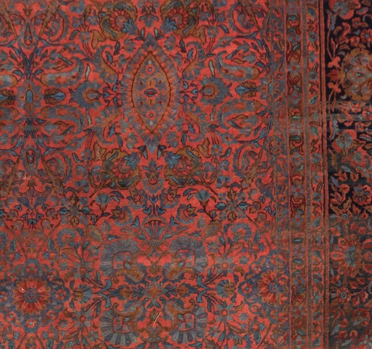 Manchester Wool Rug Antique Red Navy Blue Persian Manchester Wool Kashan Large Area Rug For ...