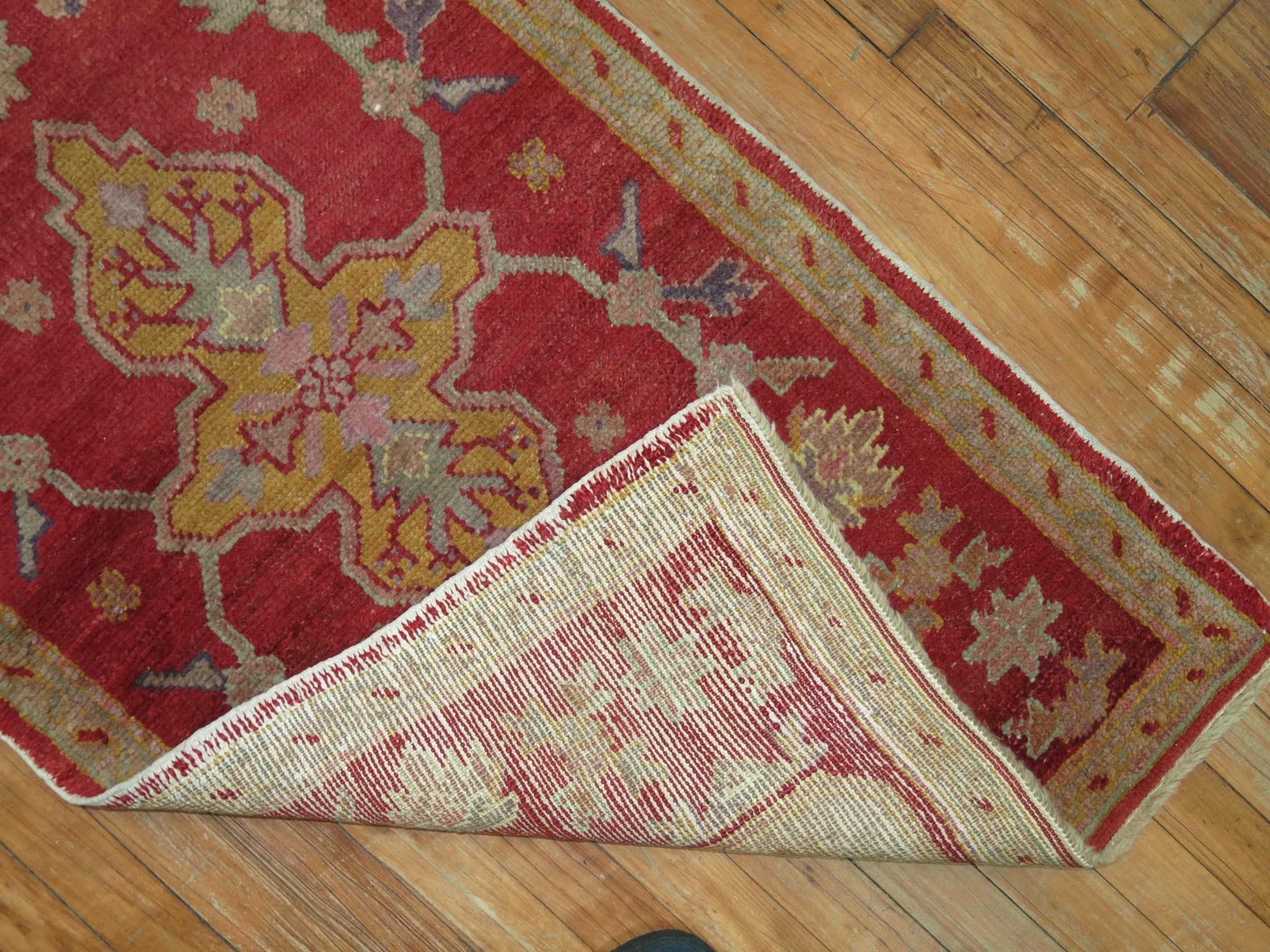 20th Century Antique Red Oushak Runner