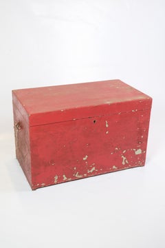 Antique Red Painted Chest From 1830s
