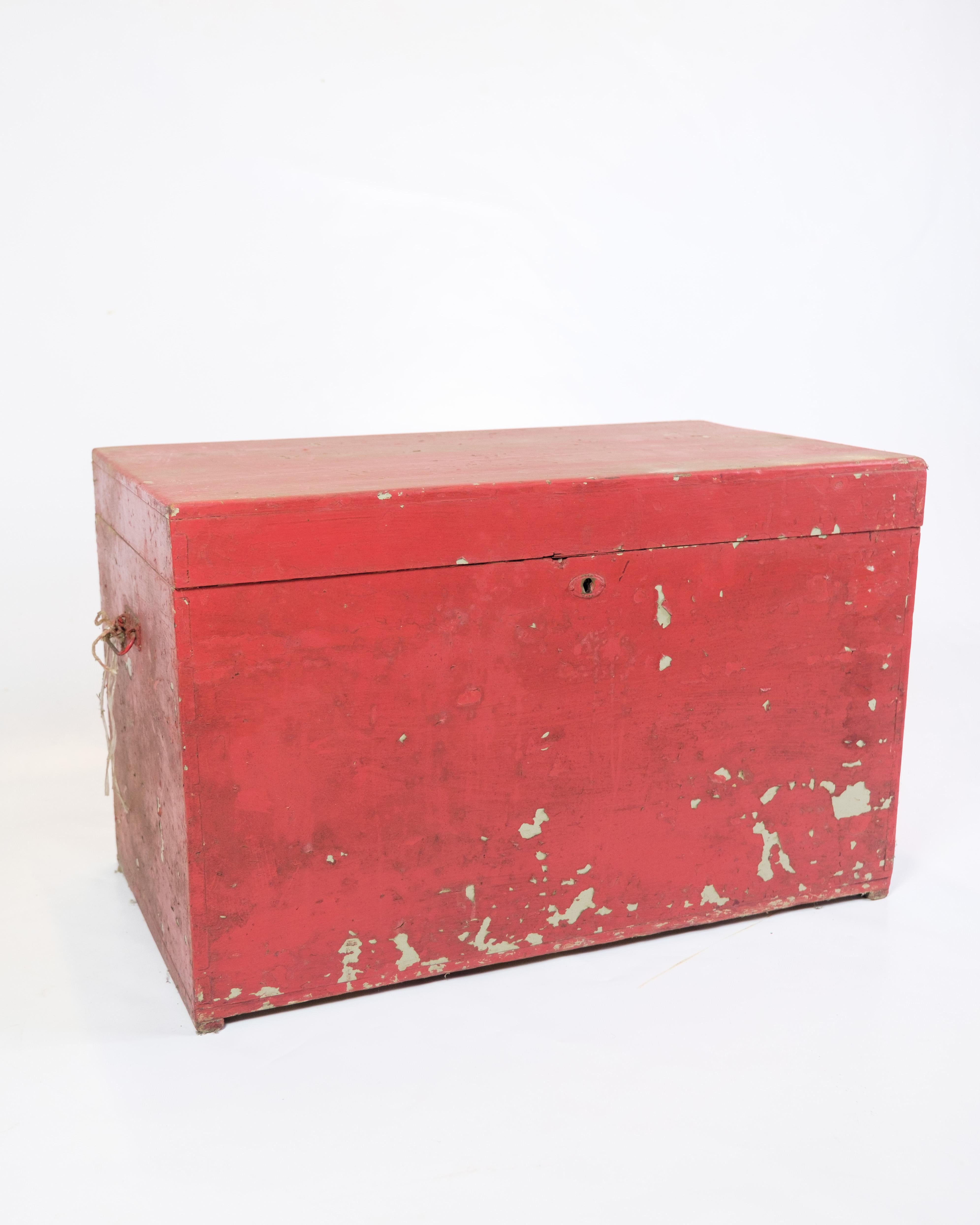 Other Antique Red Painted Chest From 1830s For Sale