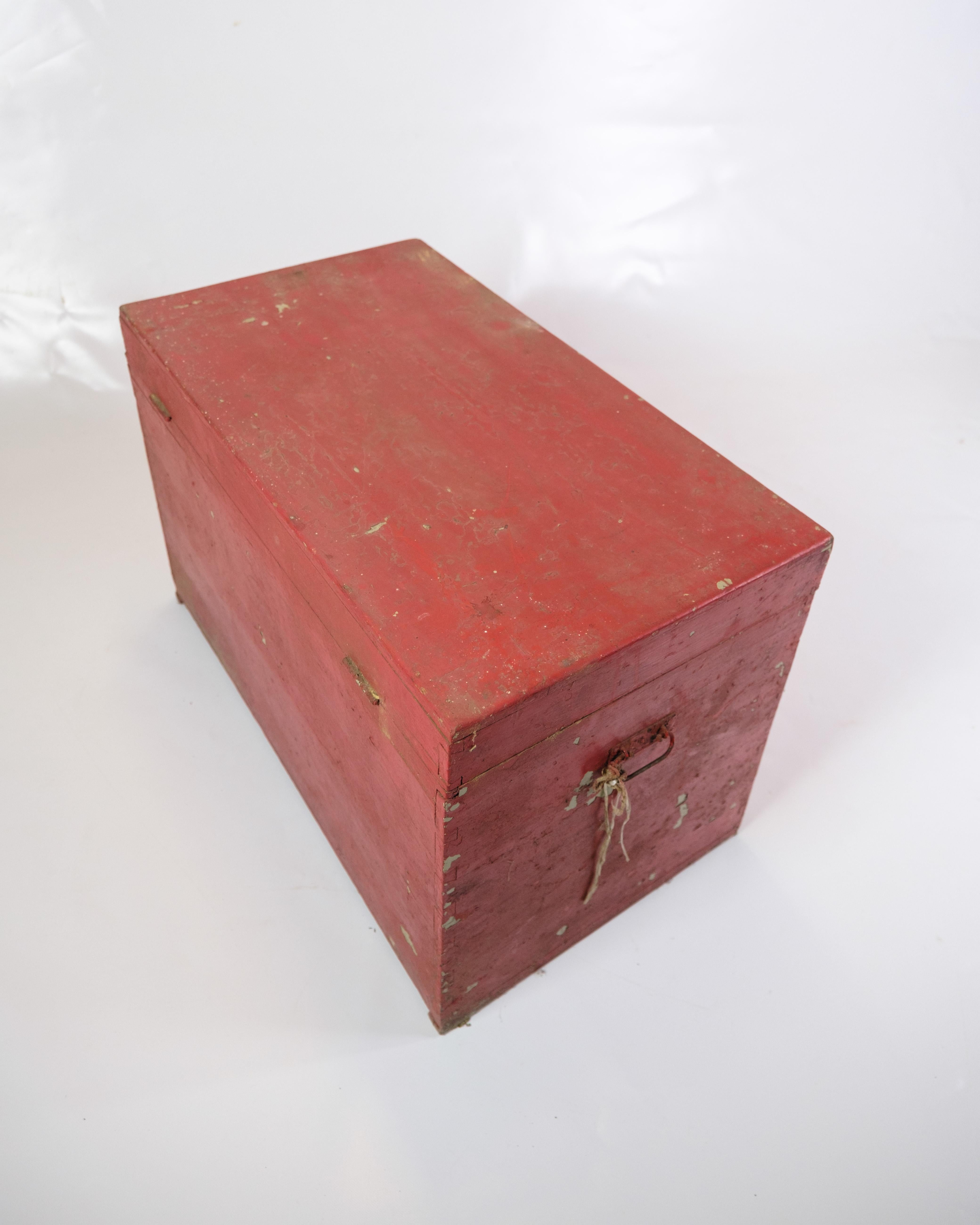 Mid-19th Century Antique Red Painted Chest From 1830s For Sale