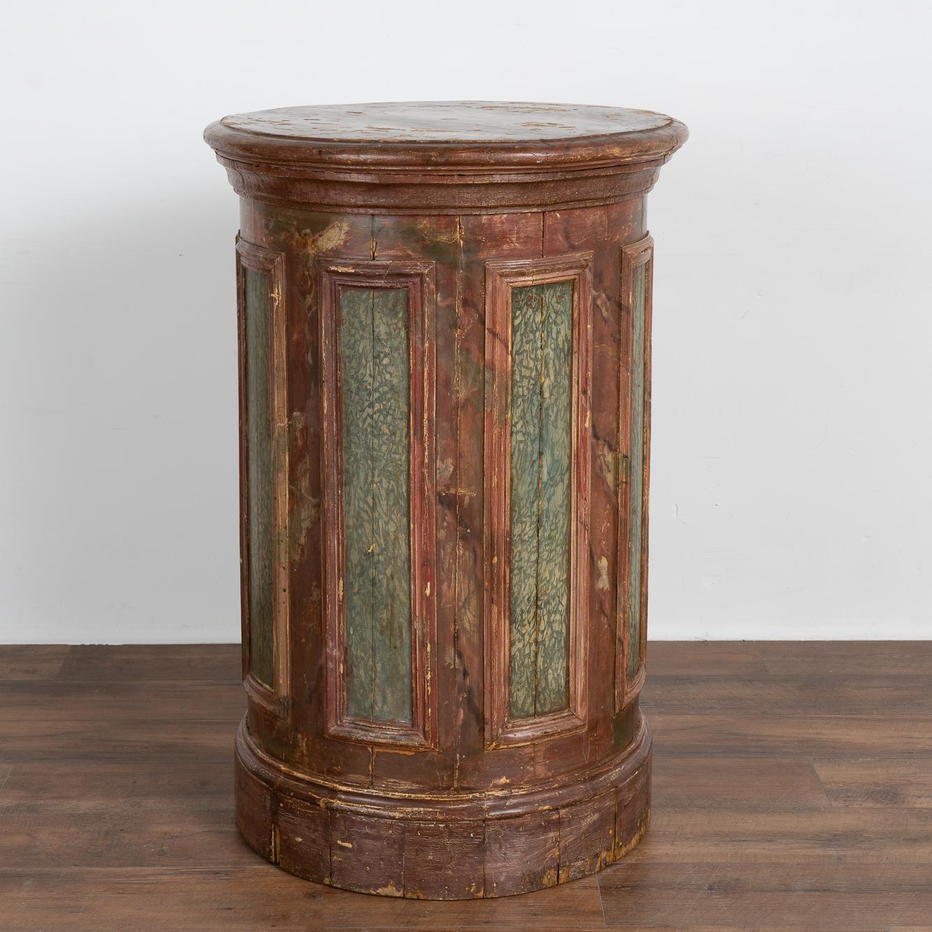 Swedish Antique Red Painted Wood Display Pedestal from Sweden, circa 1840-1860 For Sale