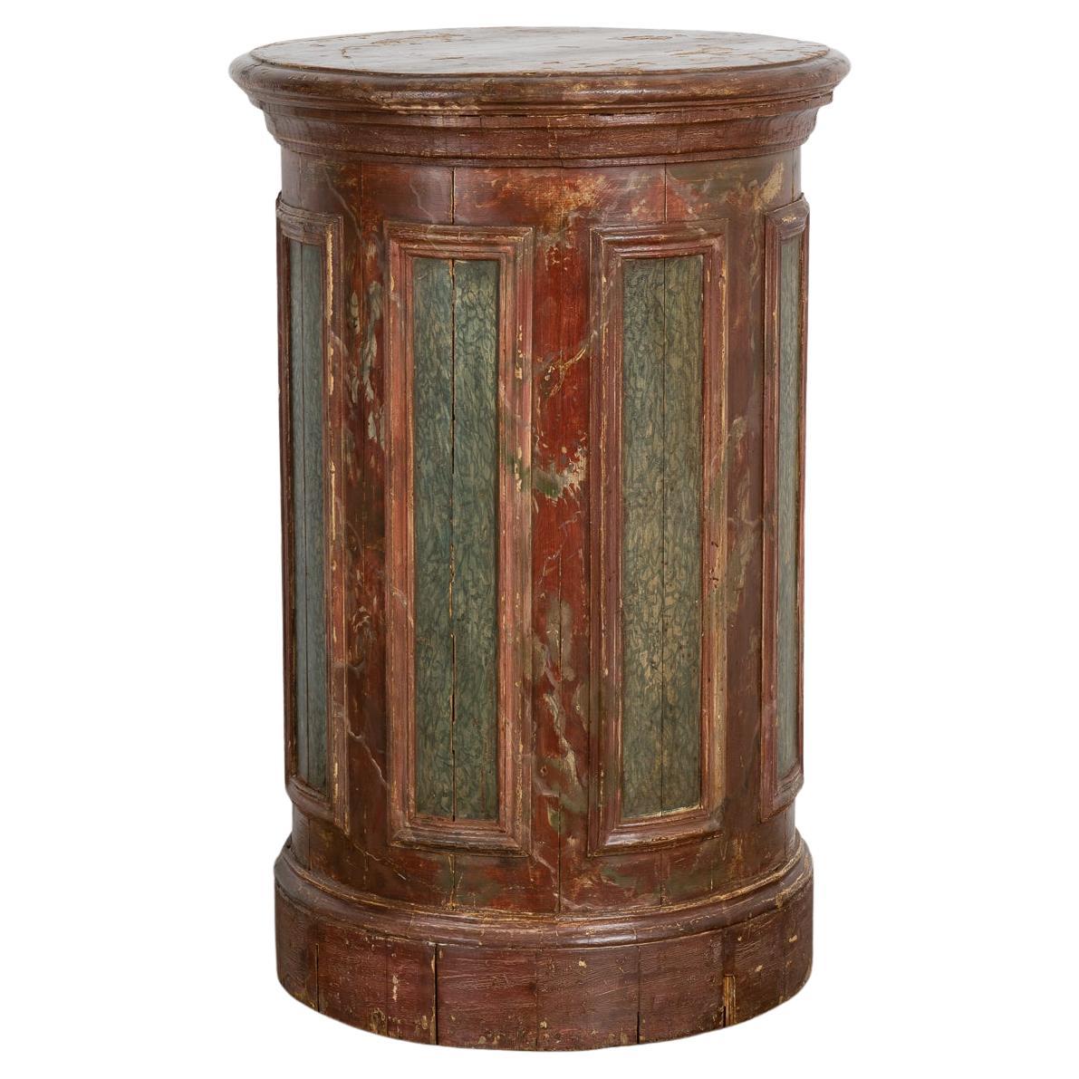 Antique Red Painted Wood Display Pedestal from Sweden, circa 1840-1860