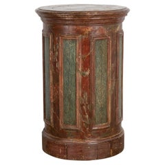 Antique Red Painted Wood Display Pedestal from Sweden, circa 1840-1860