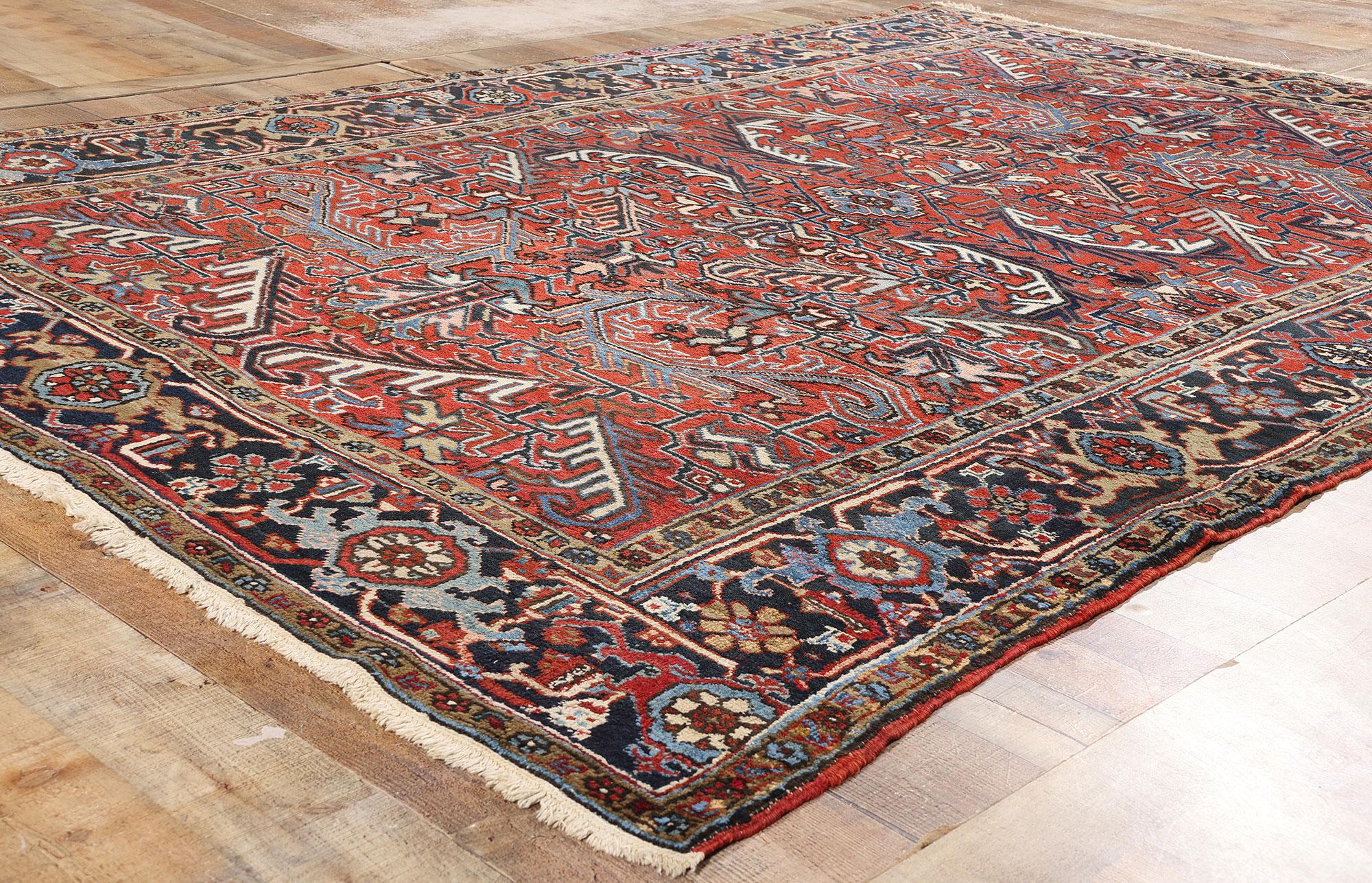 Wool 1920's Persian Dragon Heriz Carpet with Modern Style For Sale