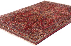 Antique Red Persian Floral Sarouk Carpet