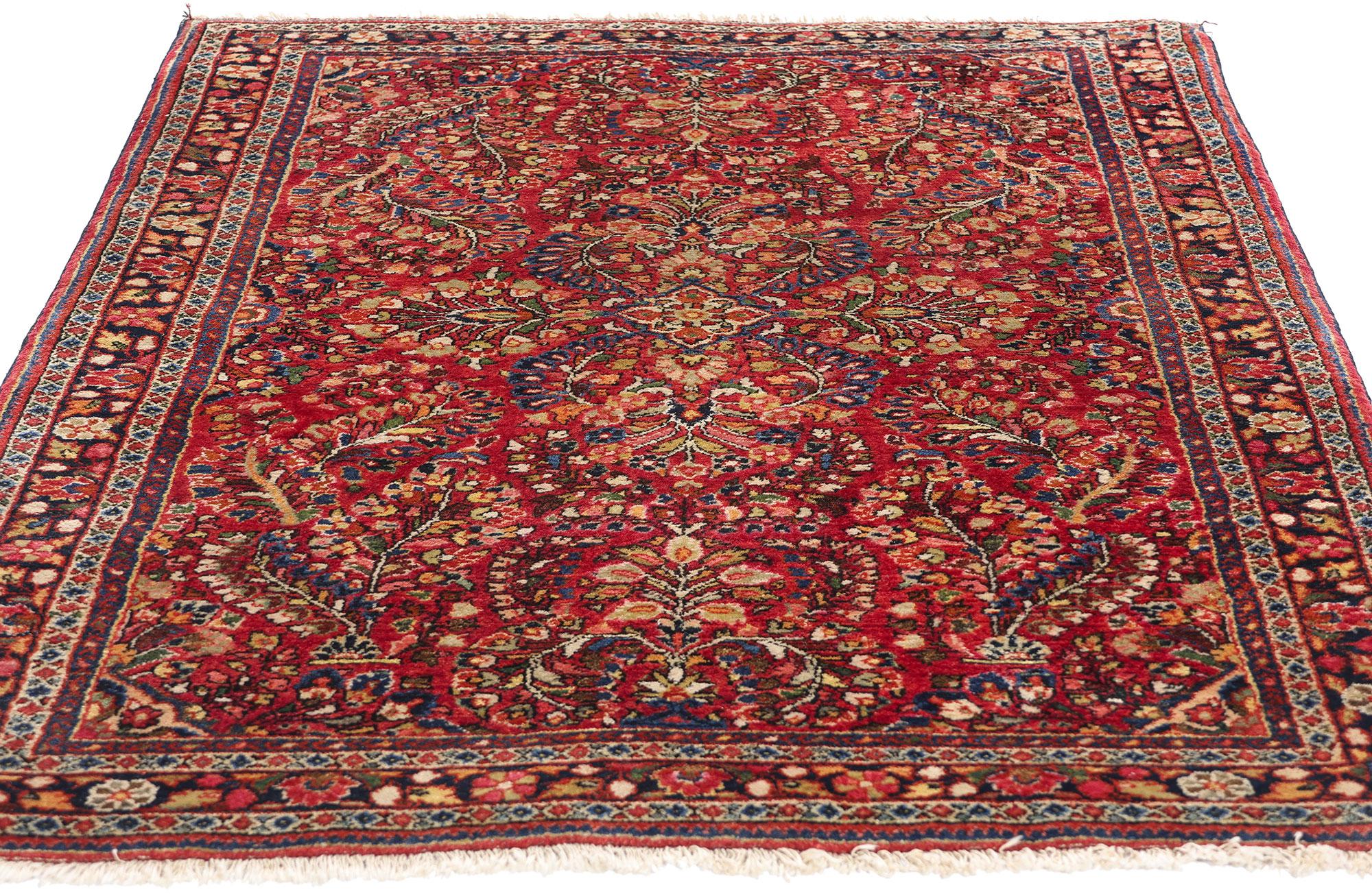 Sarouk Farahan Tapis Sarouk rouge persan à fleurs anciennes en vente