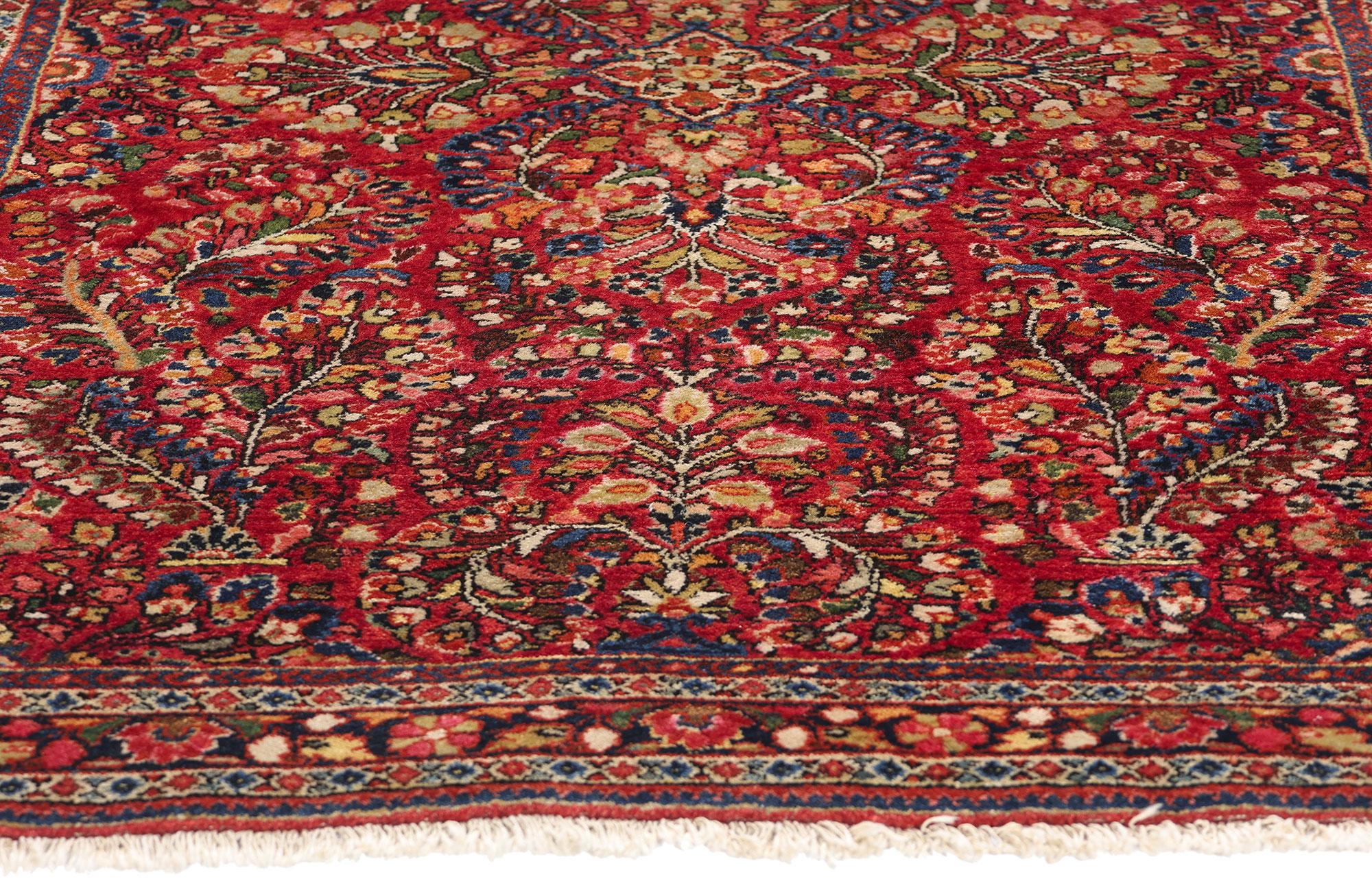 Perse Tapis Sarouk rouge persan à fleurs anciennes en vente