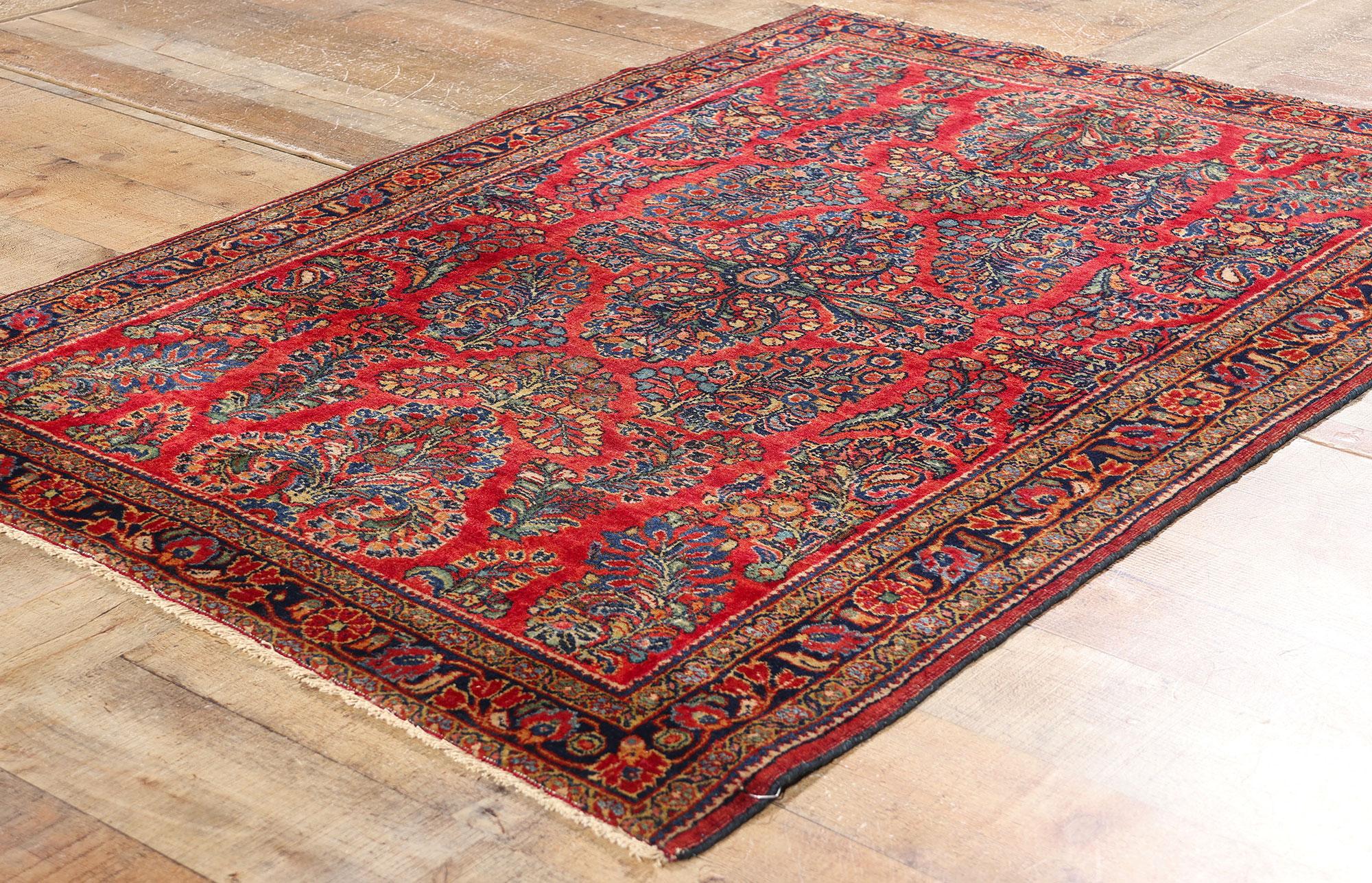 20ième siècle Tapis Sarouk rouge persan à fleurs anciennes en vente