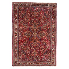 Antique Red Persian Floral Sarouk Carpet