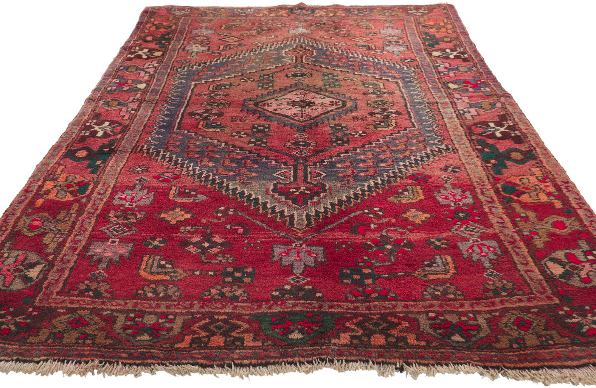 Hand-Knotted Antique Red Persian Hamadan Tribal Rug  For Sale