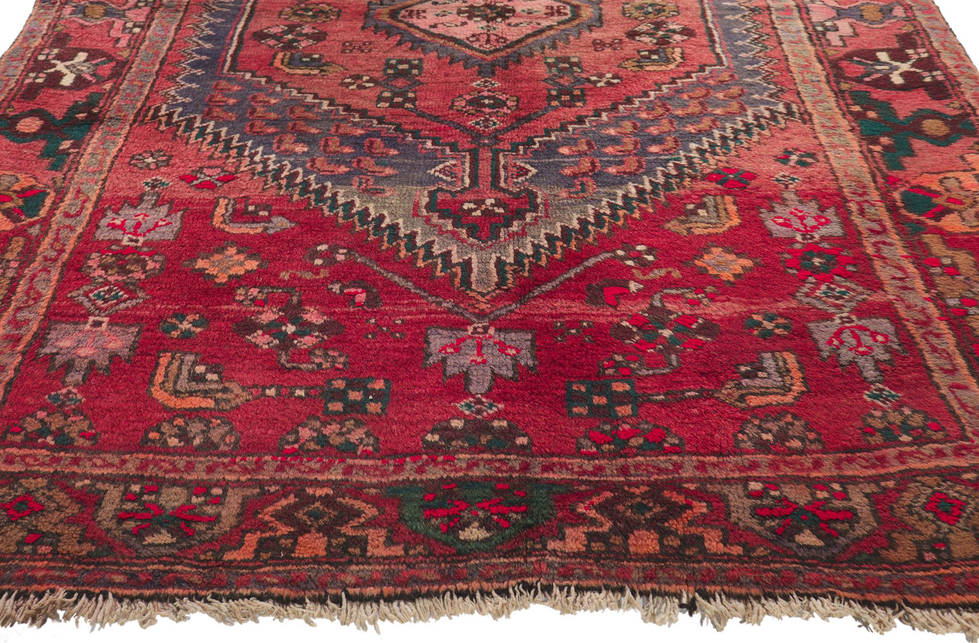 Antique Red Persian Hamadan Tribal Rug  In Good Condition For Sale In Dallas, TX