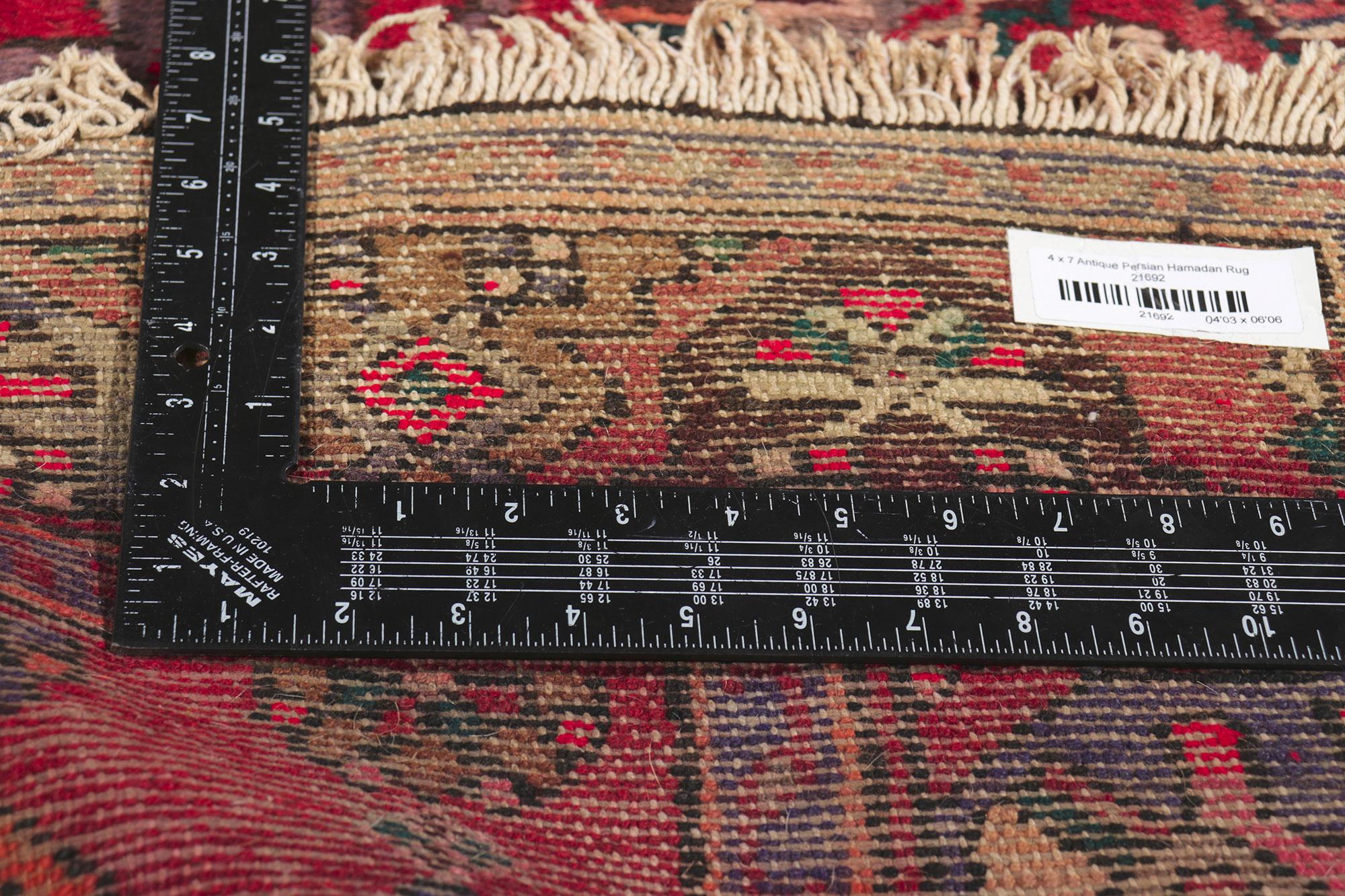 Wool Antique Red Persian Hamadan Tribal Rug  For Sale