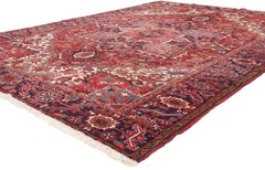 Alfombra Persa Heriz Roja Antigua de Estilo Tradicional