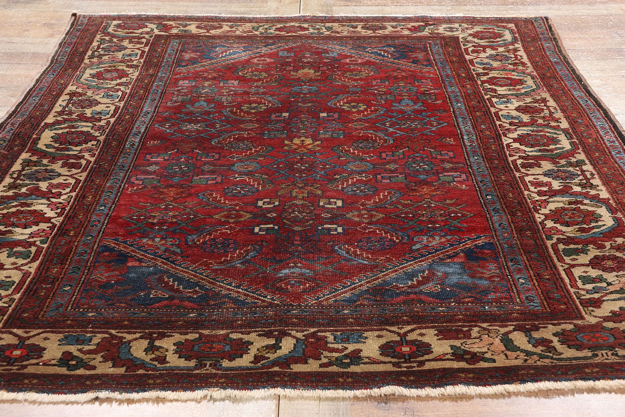 Antiker roter persischer Lilihan-Teppich (Wolle) im Angebot