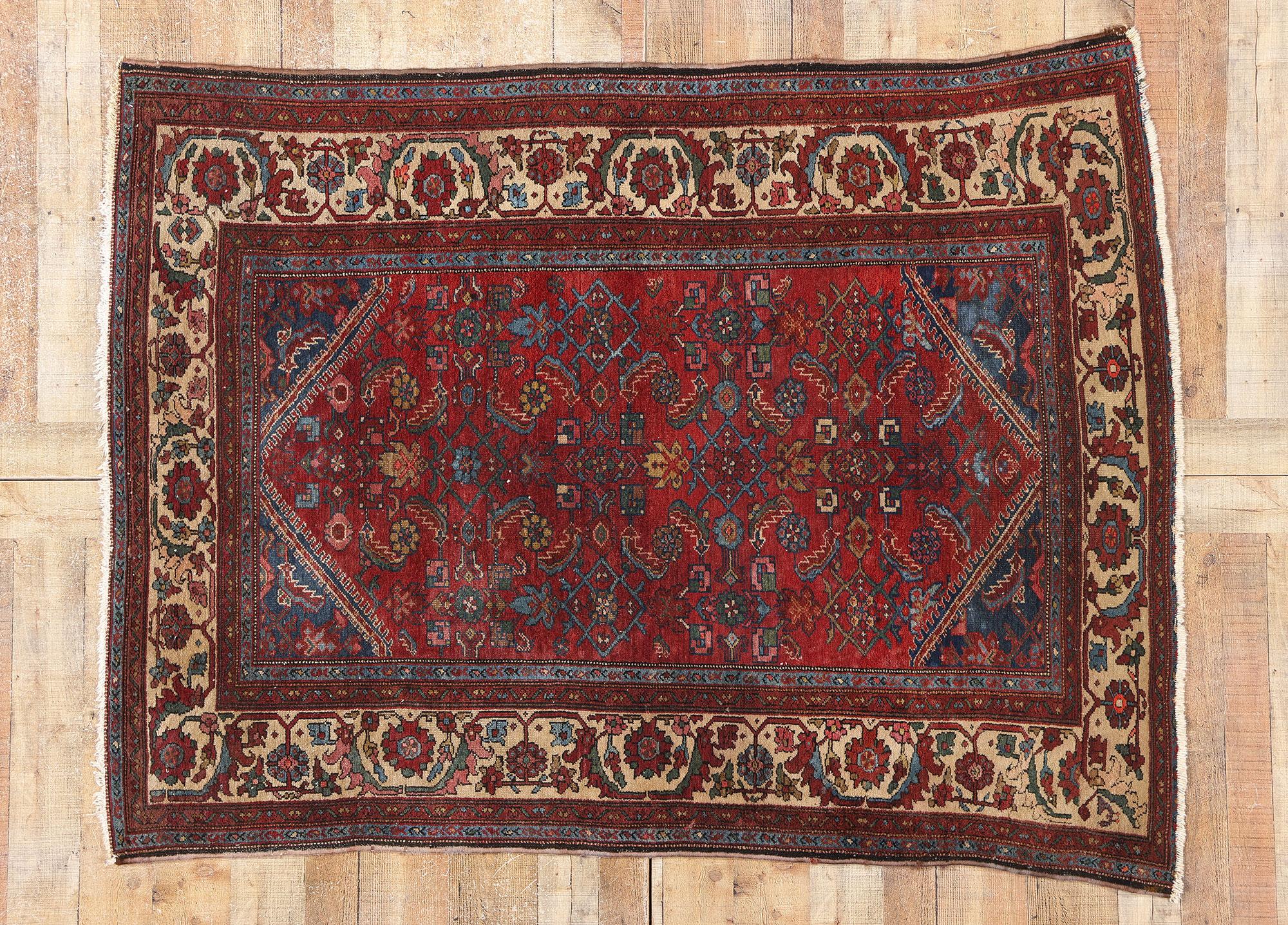 Antiker roter persischer Lilihan-Teppich im Angebot 1