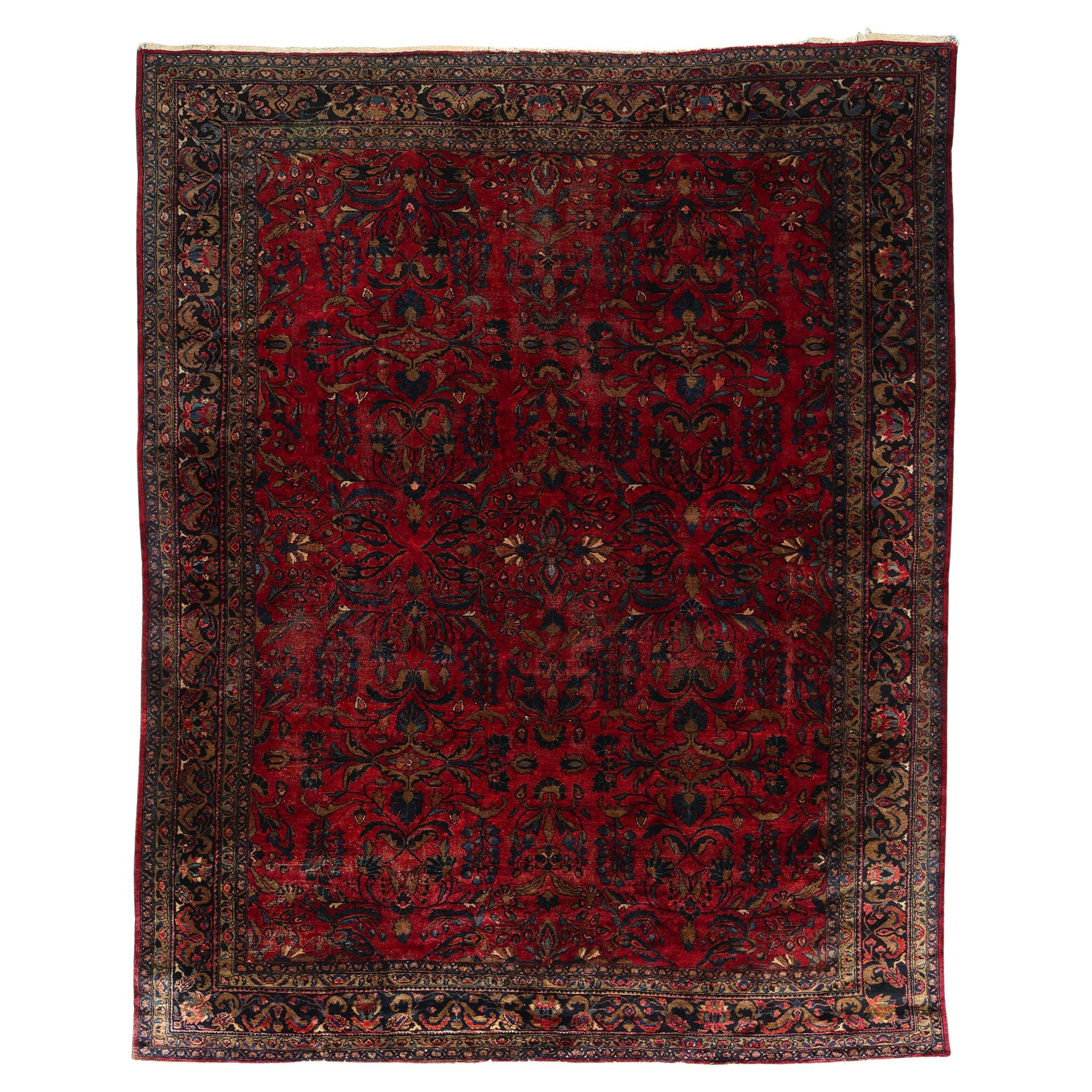 Antique Red Persian Lilihan Carpet