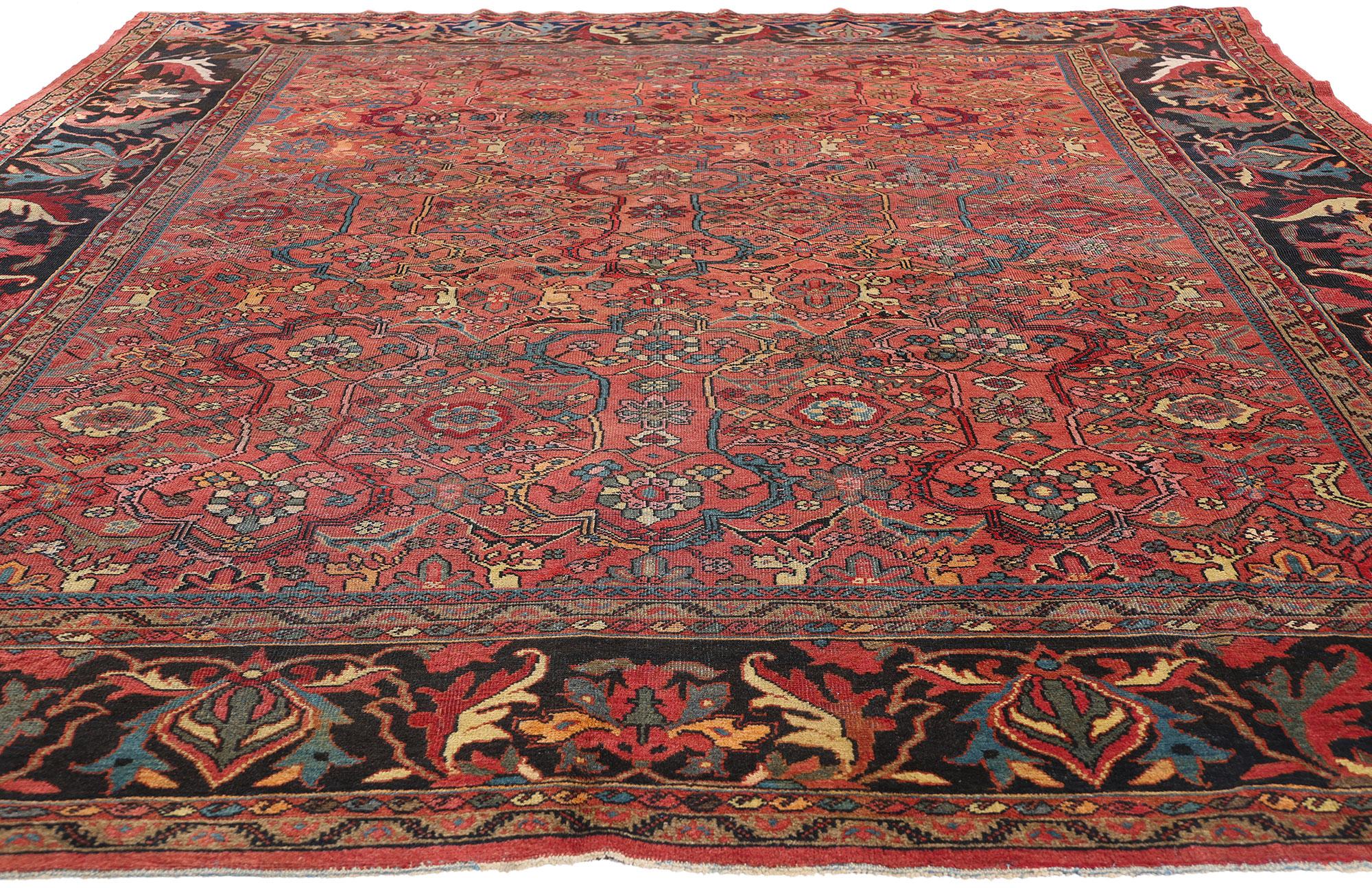 Antiker roter persischer Mahal-Teppich, 08'10 x 11'08 (Malayer) im Angebot