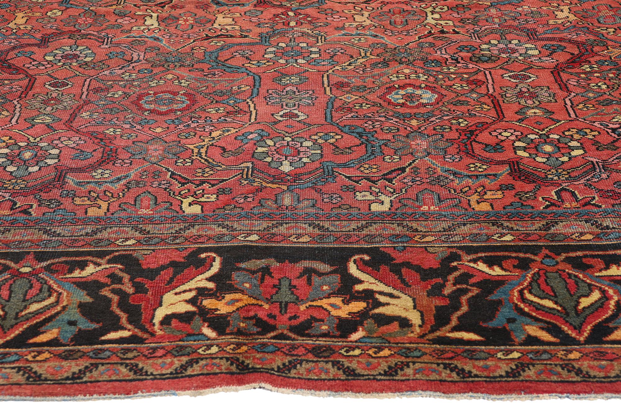Antiker roter persischer Mahal-Teppich, 08'10 x 11'08 (Persisch) im Angebot
