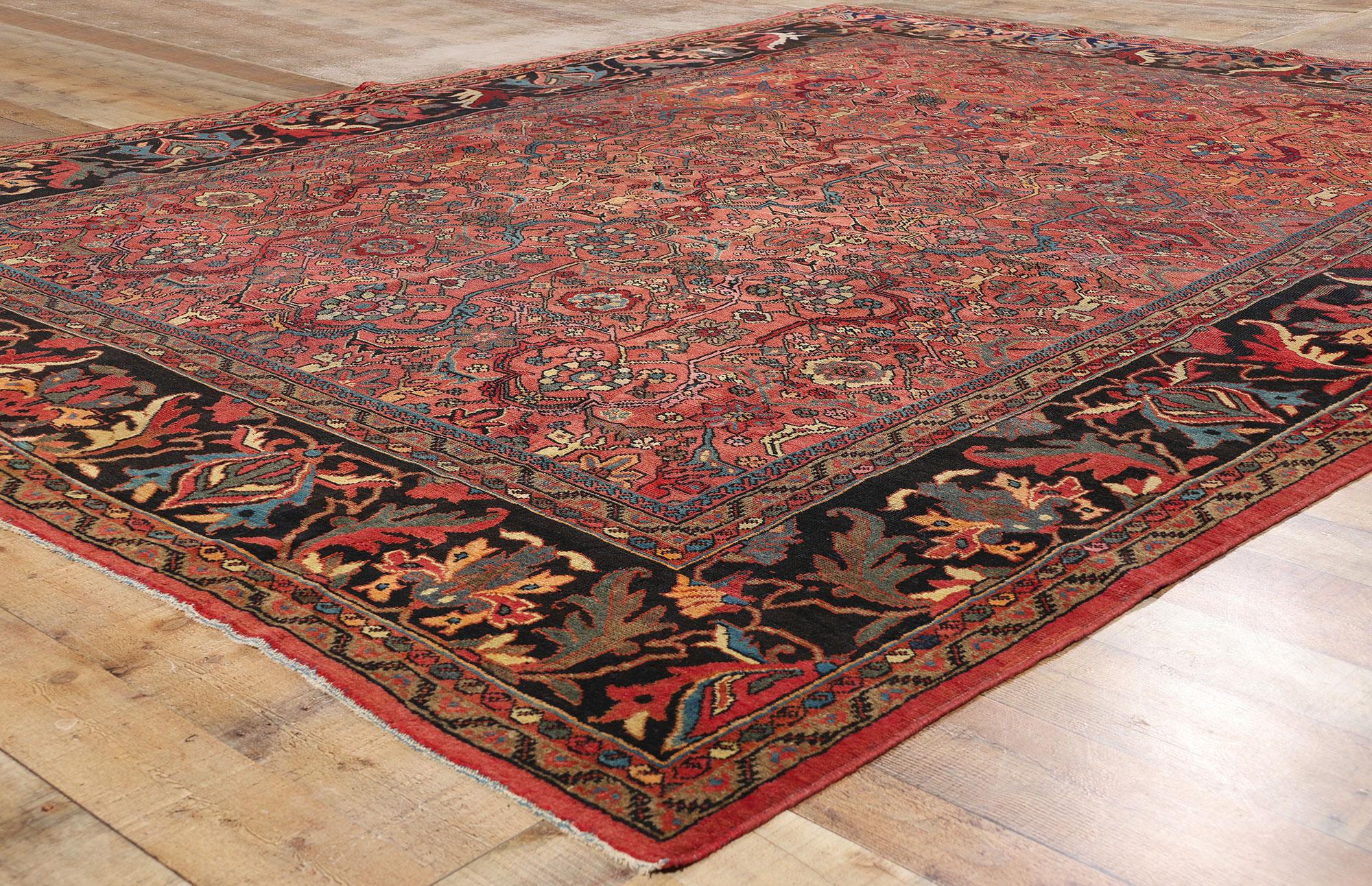 Antiker roter persischer Mahal-Teppich, 08'10 x 11'08 (20. Jahrhundert) im Angebot
