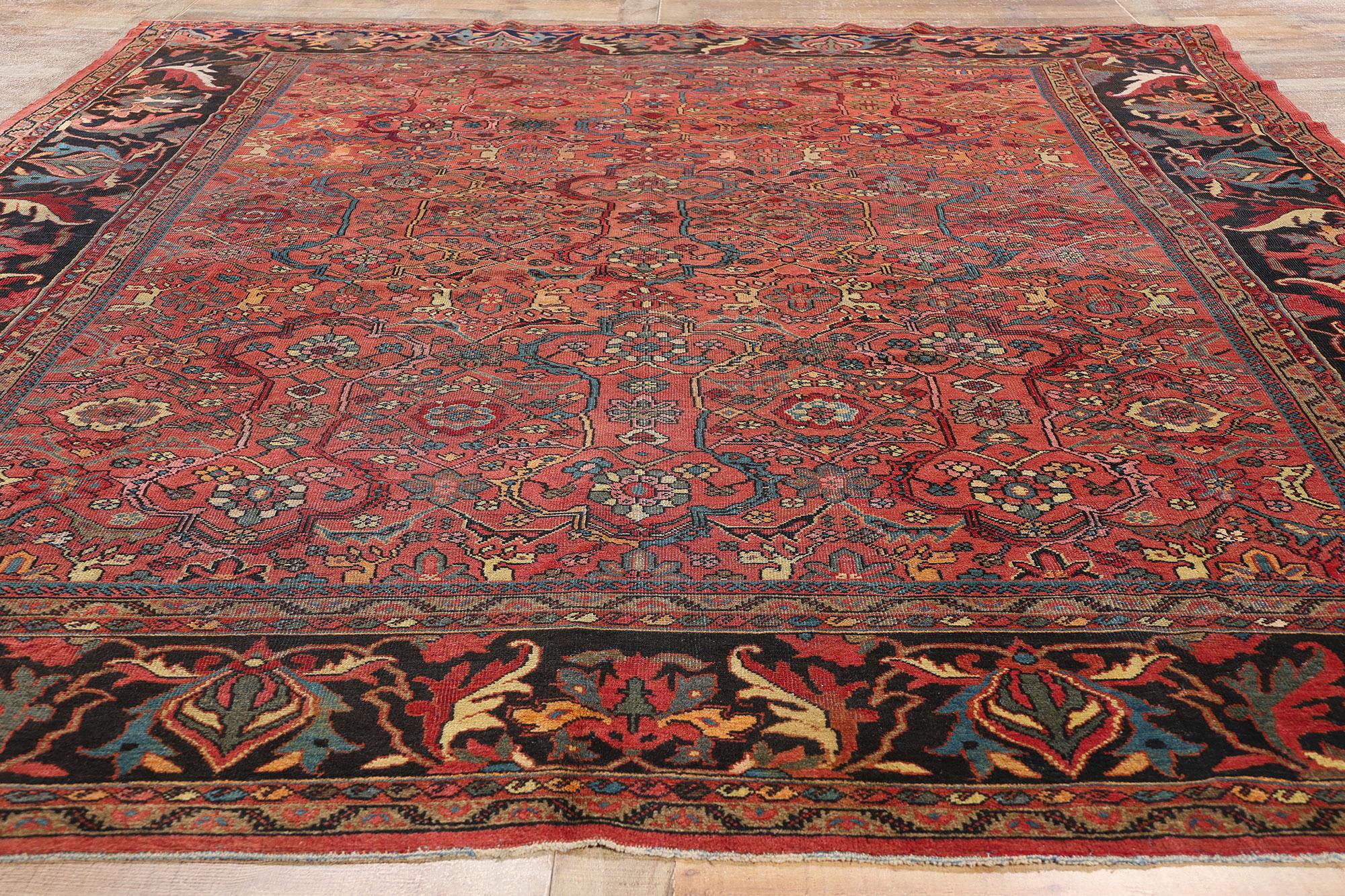 Antiker roter persischer Mahal-Teppich, 08'10 x 11'08 (Wolle) im Angebot