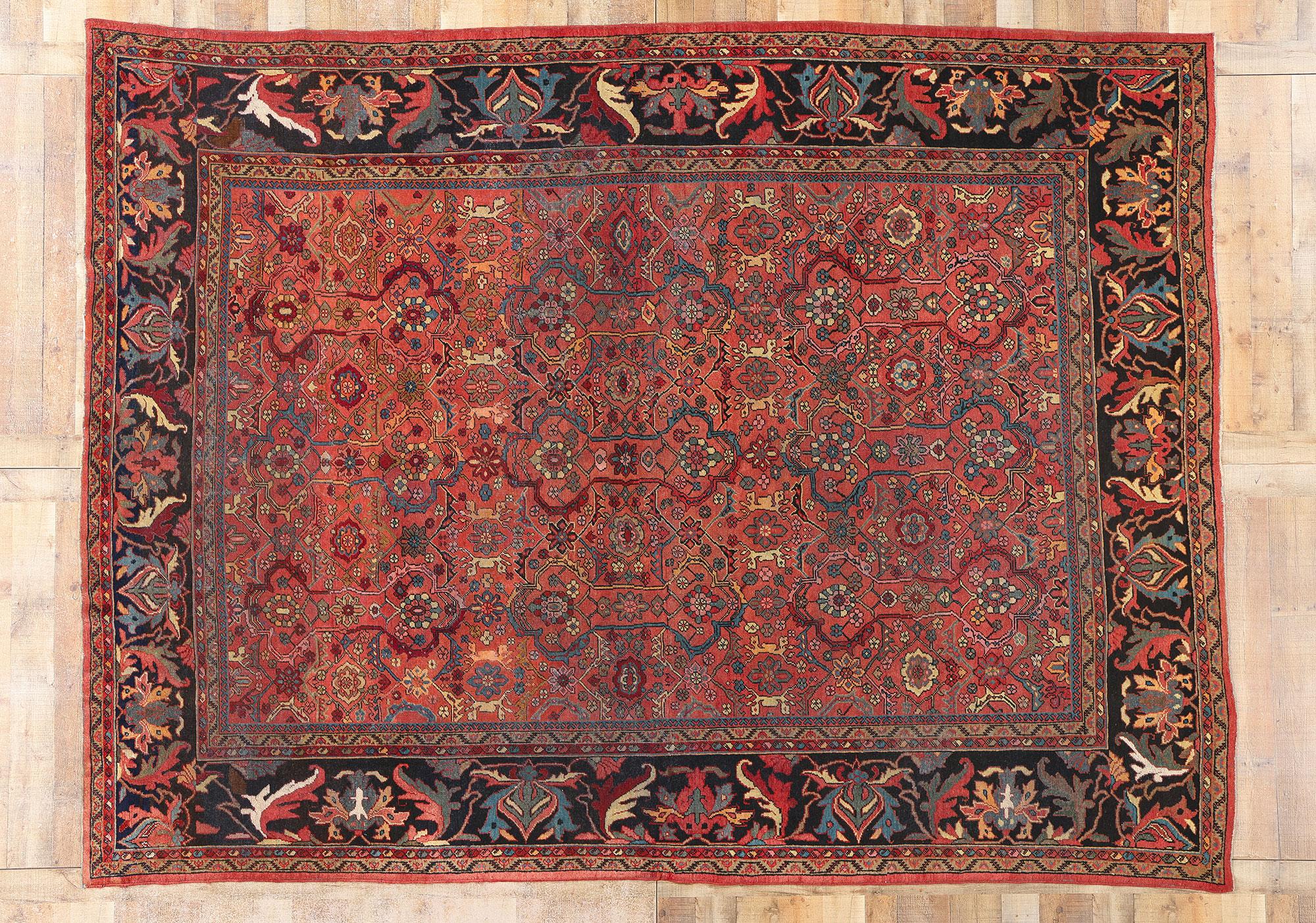 Antiker roter persischer Mahal-Teppich, 08'10 x 11'08 im Angebot 1
