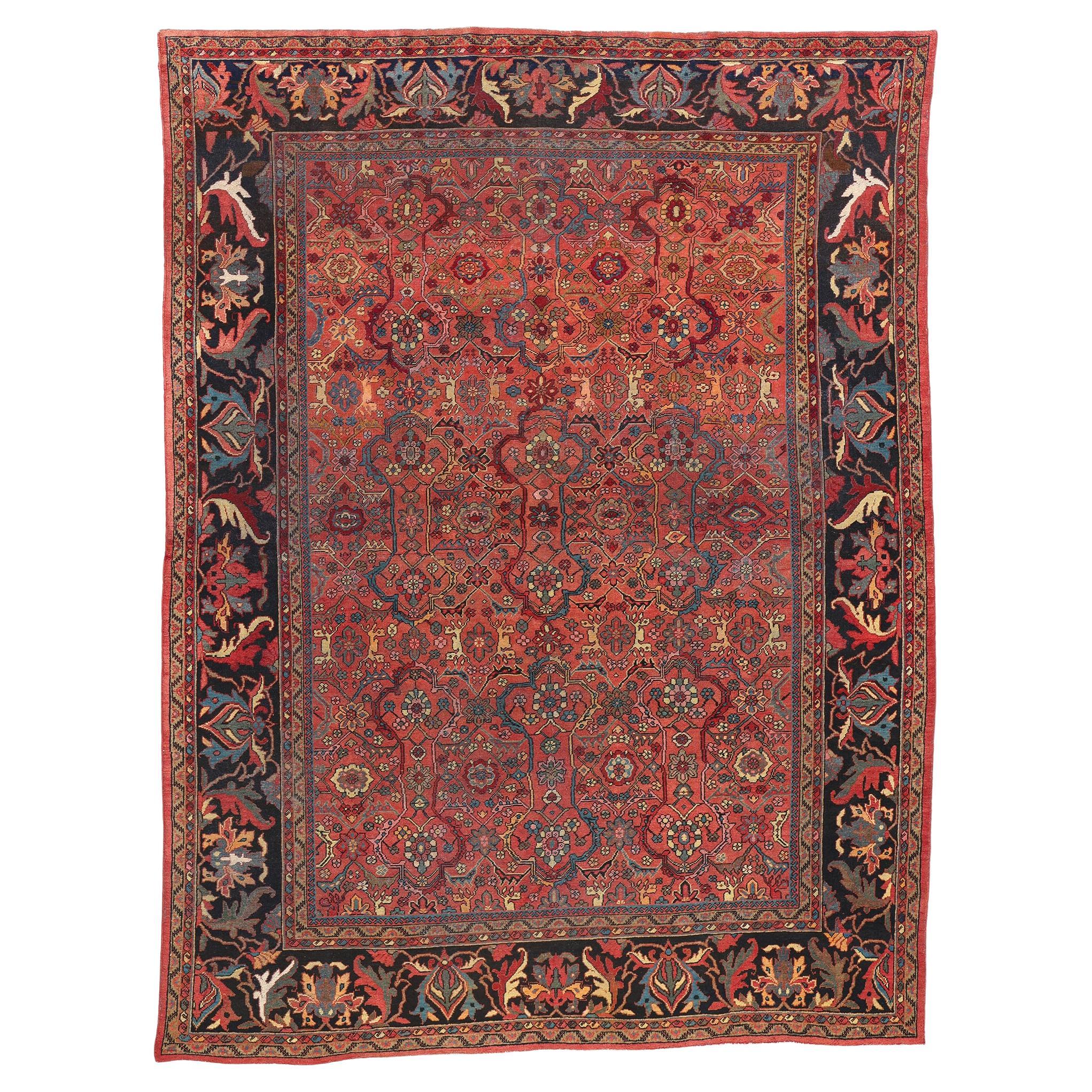 Antiker roter persischer Mahal-Teppich, 08'10 x 11'08 im Angebot
