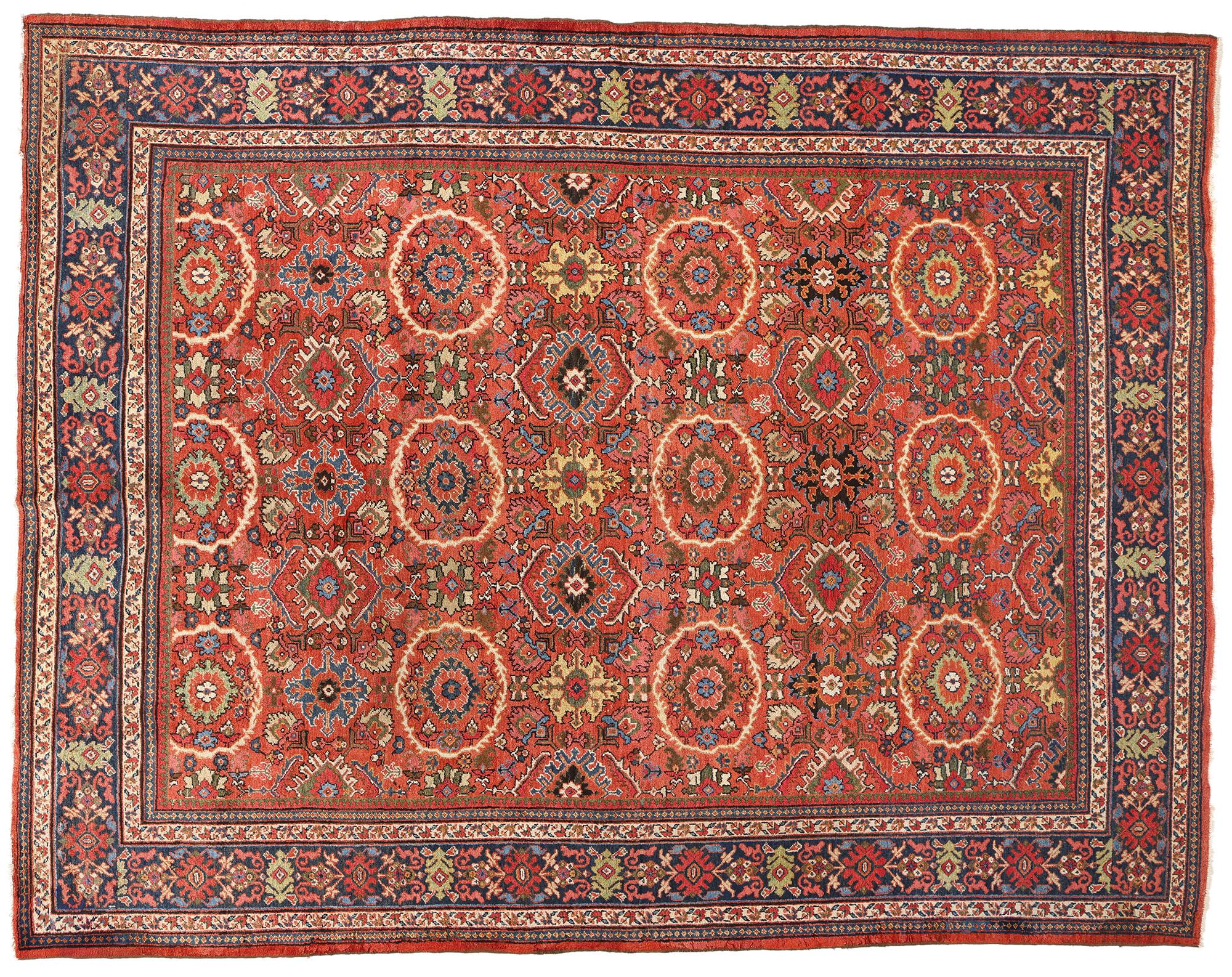 Antiker roter persischer Mahal-Teppich aus Persien, 10'09 x 13'11 im Angebot 2