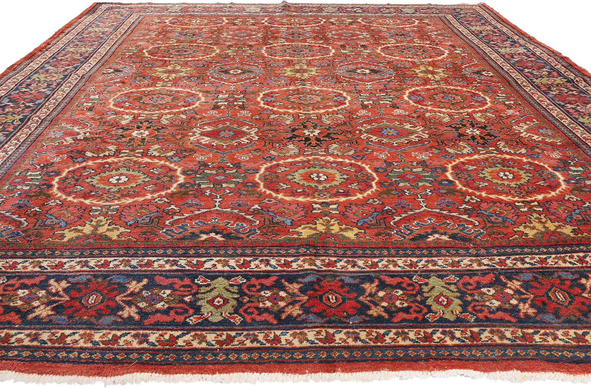 Antiker roter persischer Mahal-Teppich aus Persien, 10'09 x 13'11 (Malayer) im Angebot