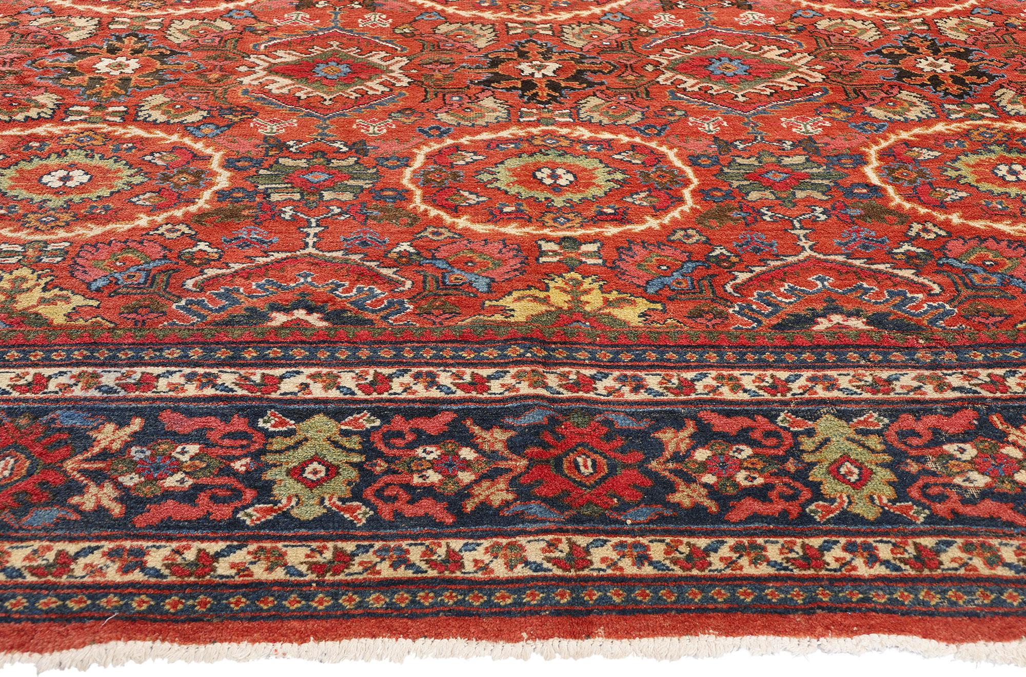 Antiker roter persischer Mahal-Teppich aus Persien, 10'09 x 13'11 (Persisch) im Angebot