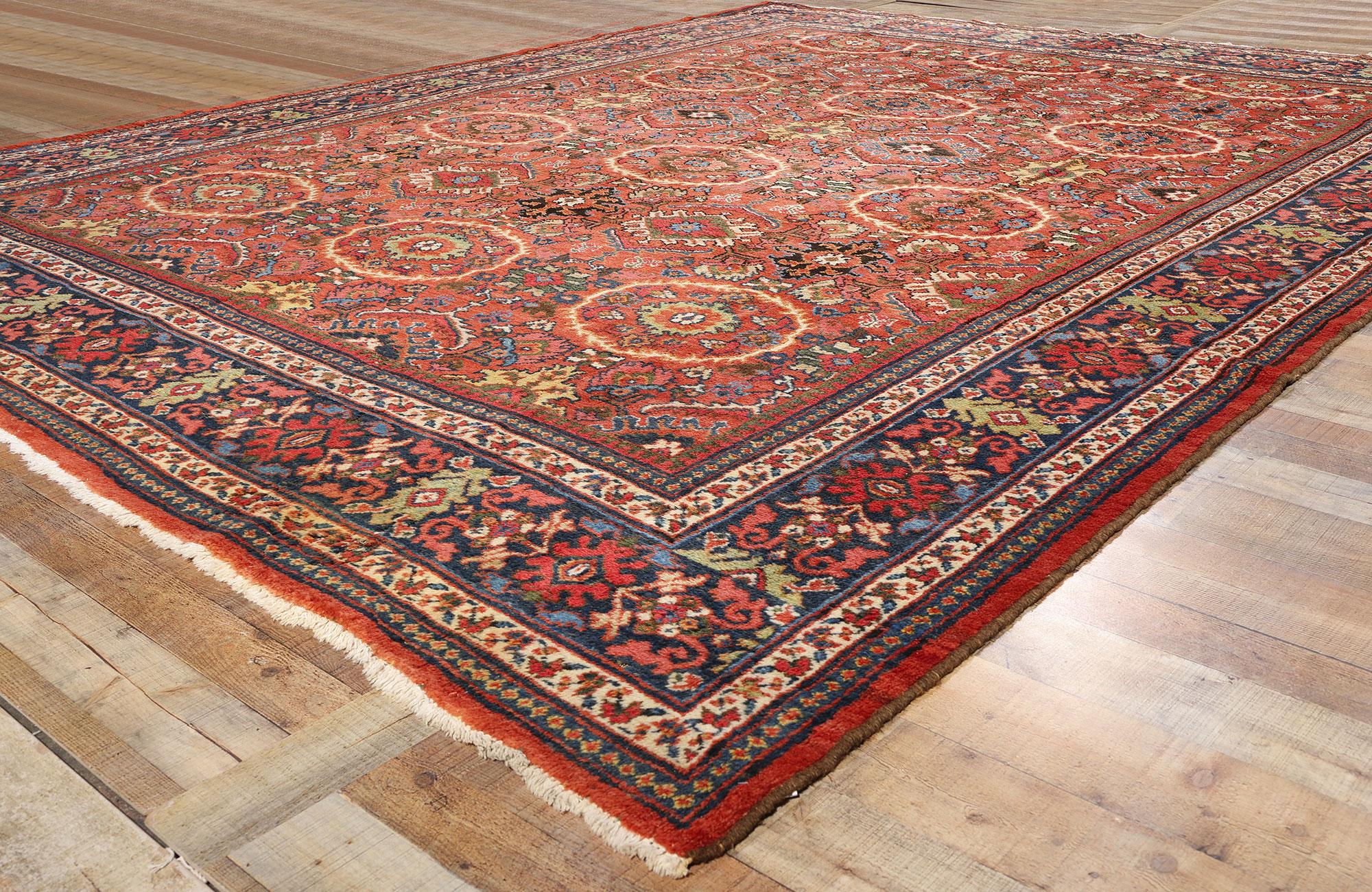 Antiker roter persischer Mahal-Teppich aus Persien, 10'09 x 13'11 (20. Jahrhundert) im Angebot