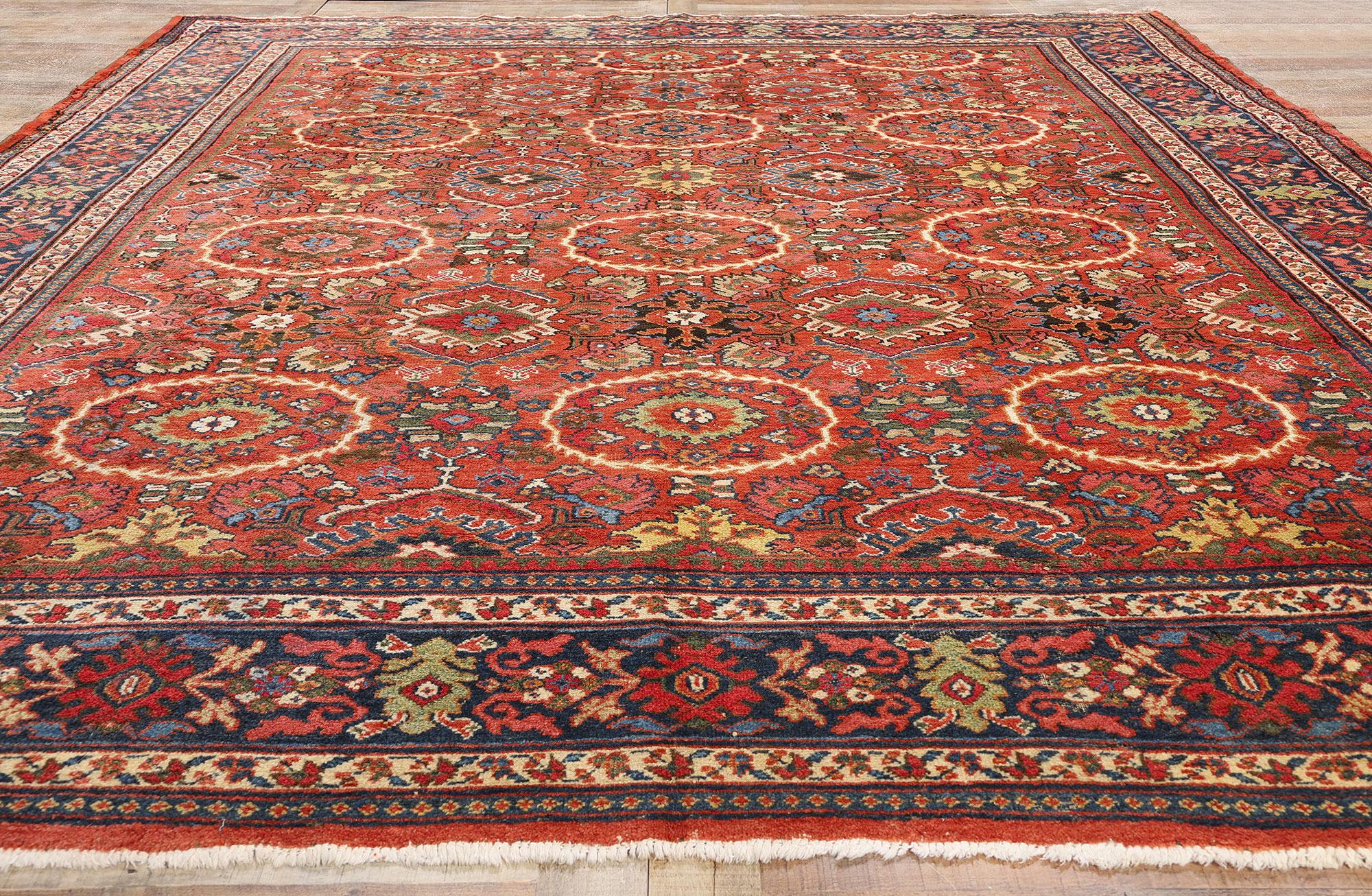 Antiker roter persischer Mahal-Teppich aus Persien, 10'09 x 13'11 (Wolle) im Angebot