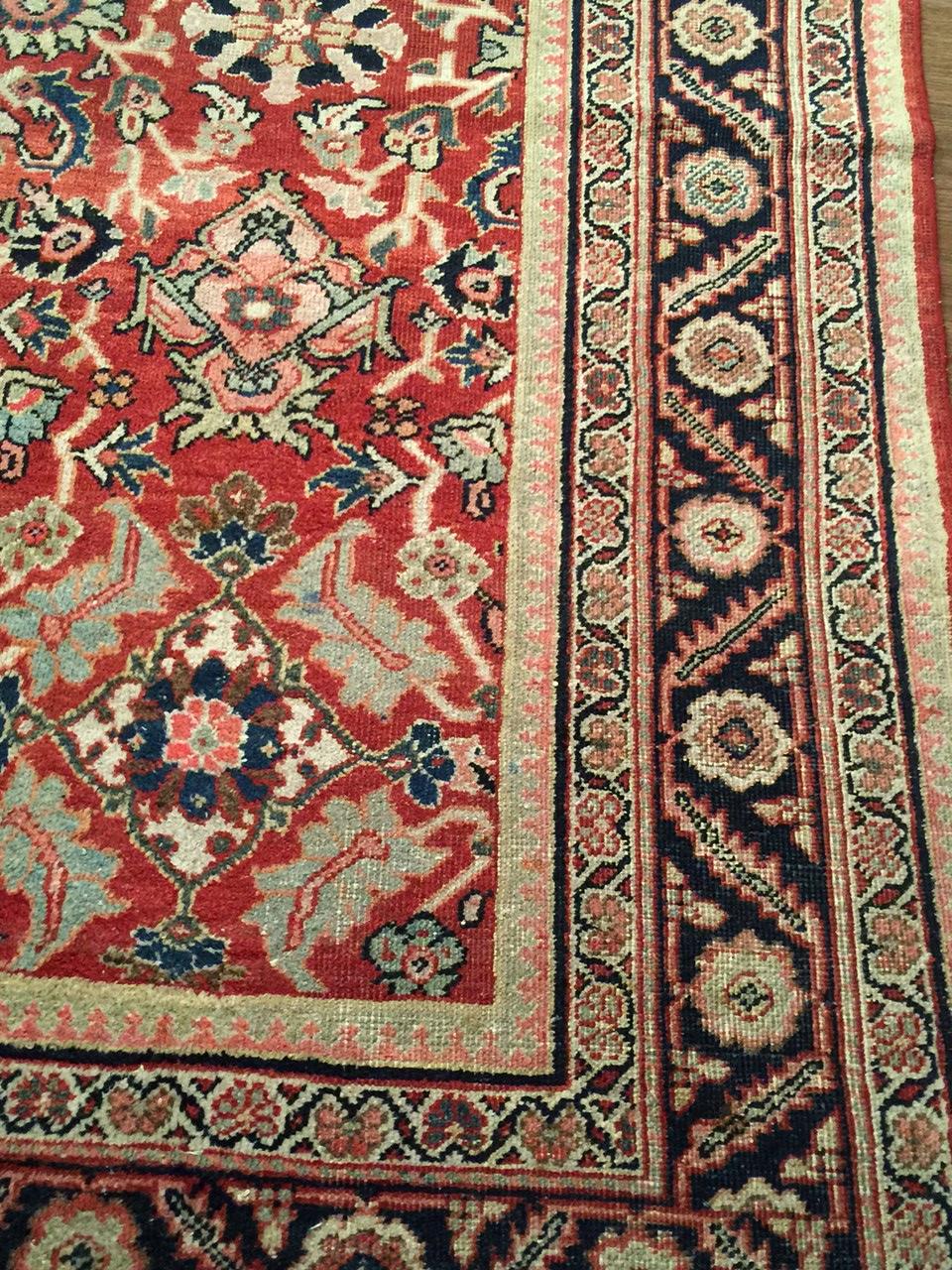 Sultanabad Antique Red Persian Mahal Rug 8'11 X 11'8 For Sale