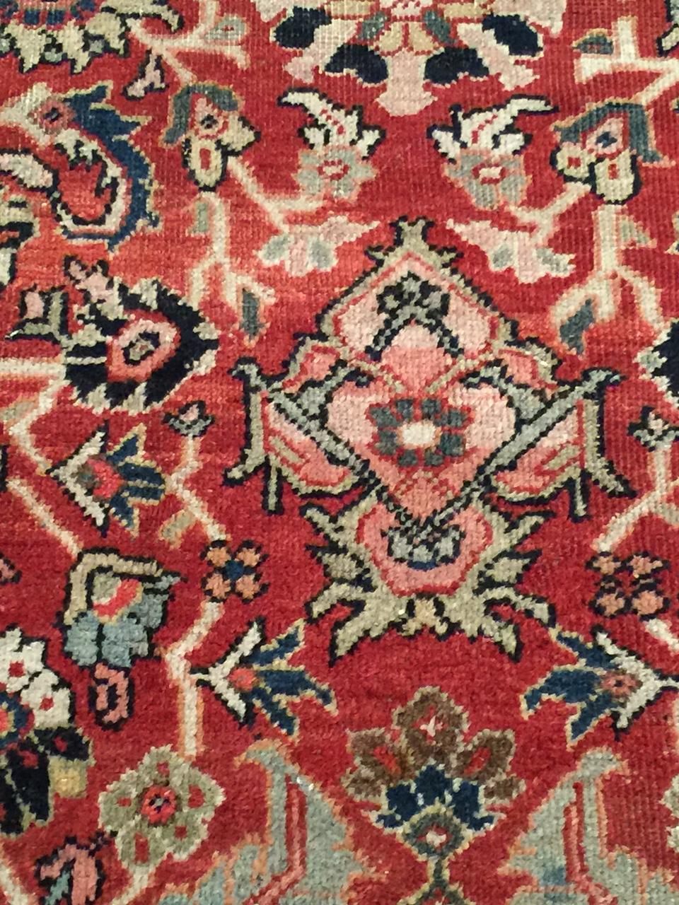 Hand-Woven Antique Red Persian Mahal Rug 8'11 X 11'8 For Sale
