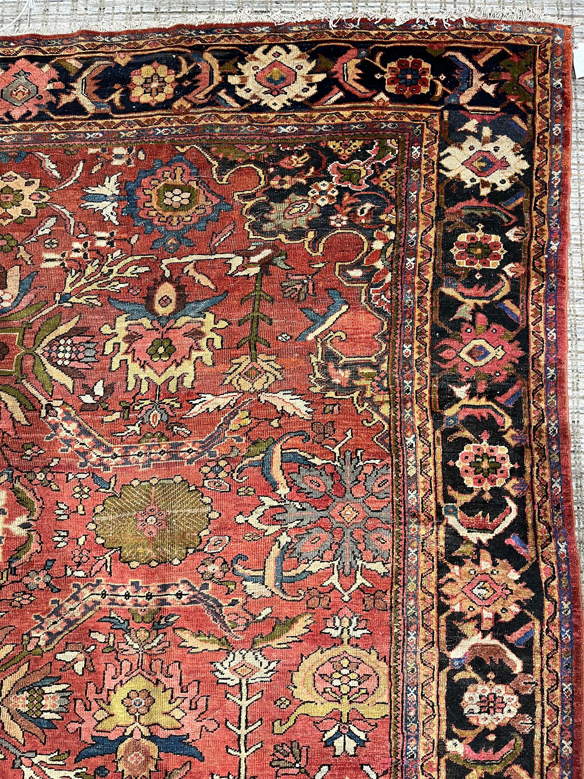 Antiker roter persischer Mahal-Teppich, 9'2 x 12'8 im Angebot 4