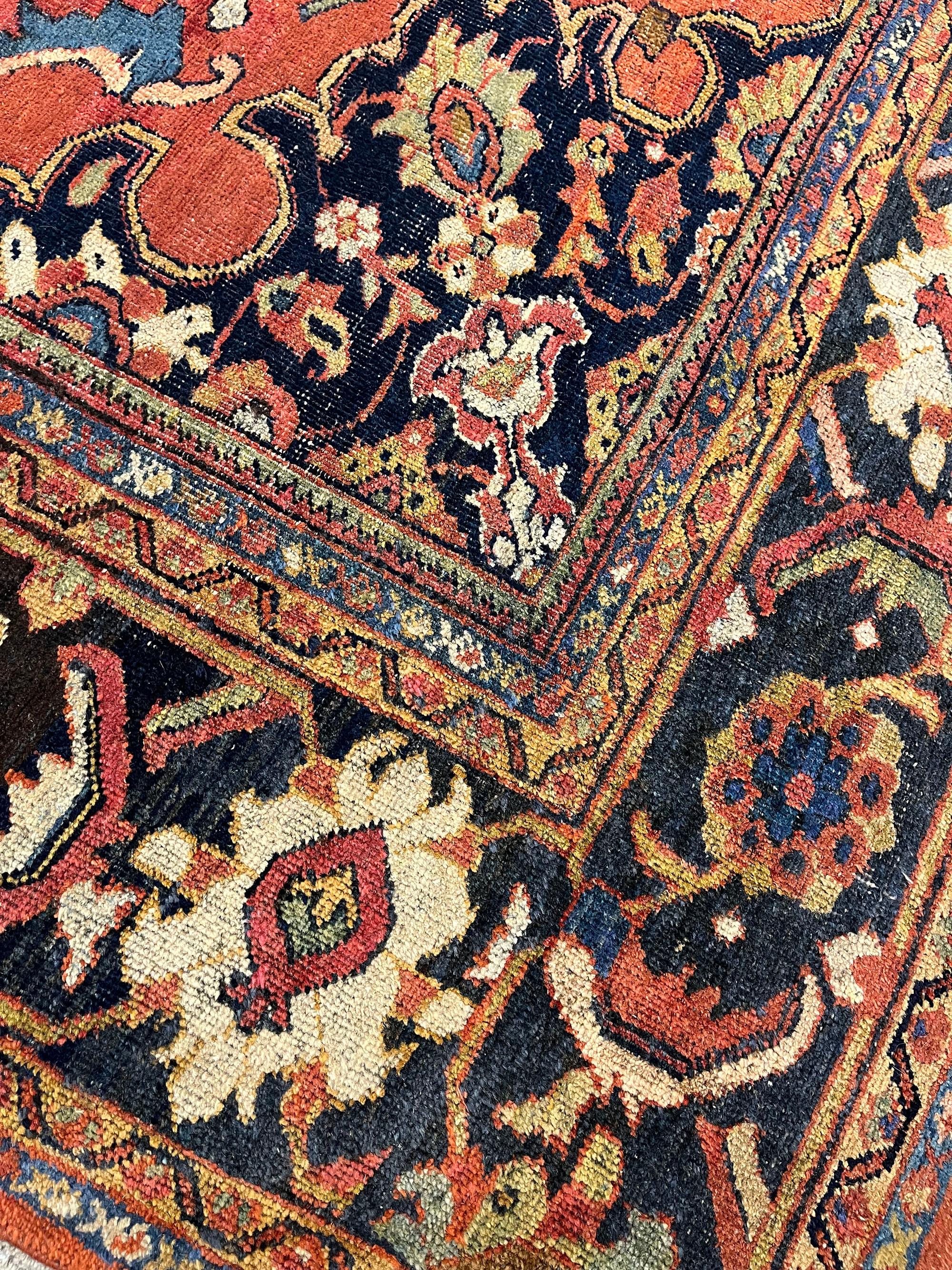 Antiker roter persischer Mahal-Teppich, 9'2 x 12'8 (Handgewebt) im Angebot
