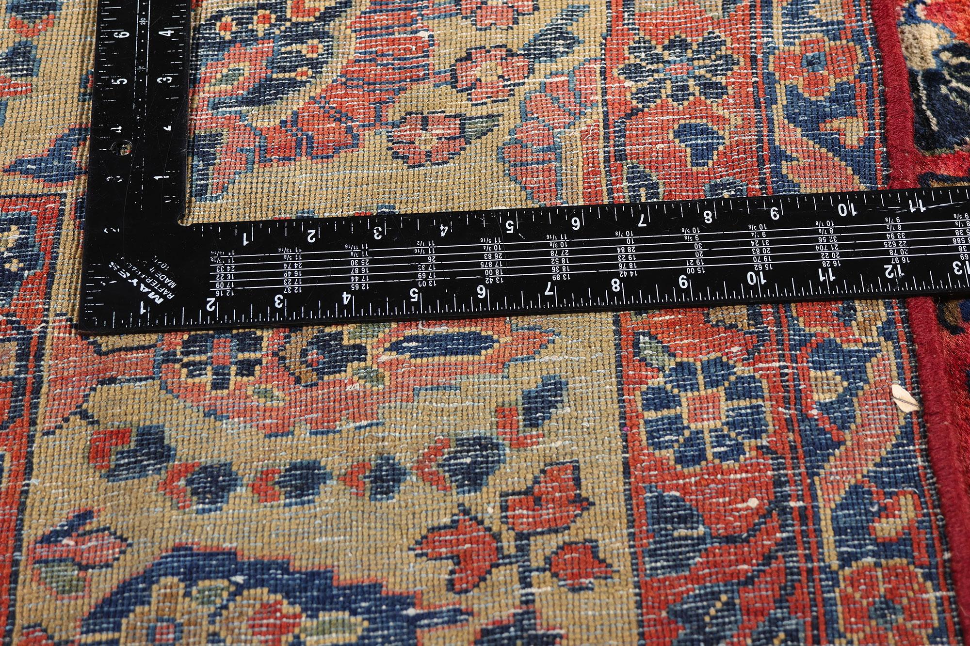 Wool Antique Red Persian Sarouk Rug with Traditional Style For Sale