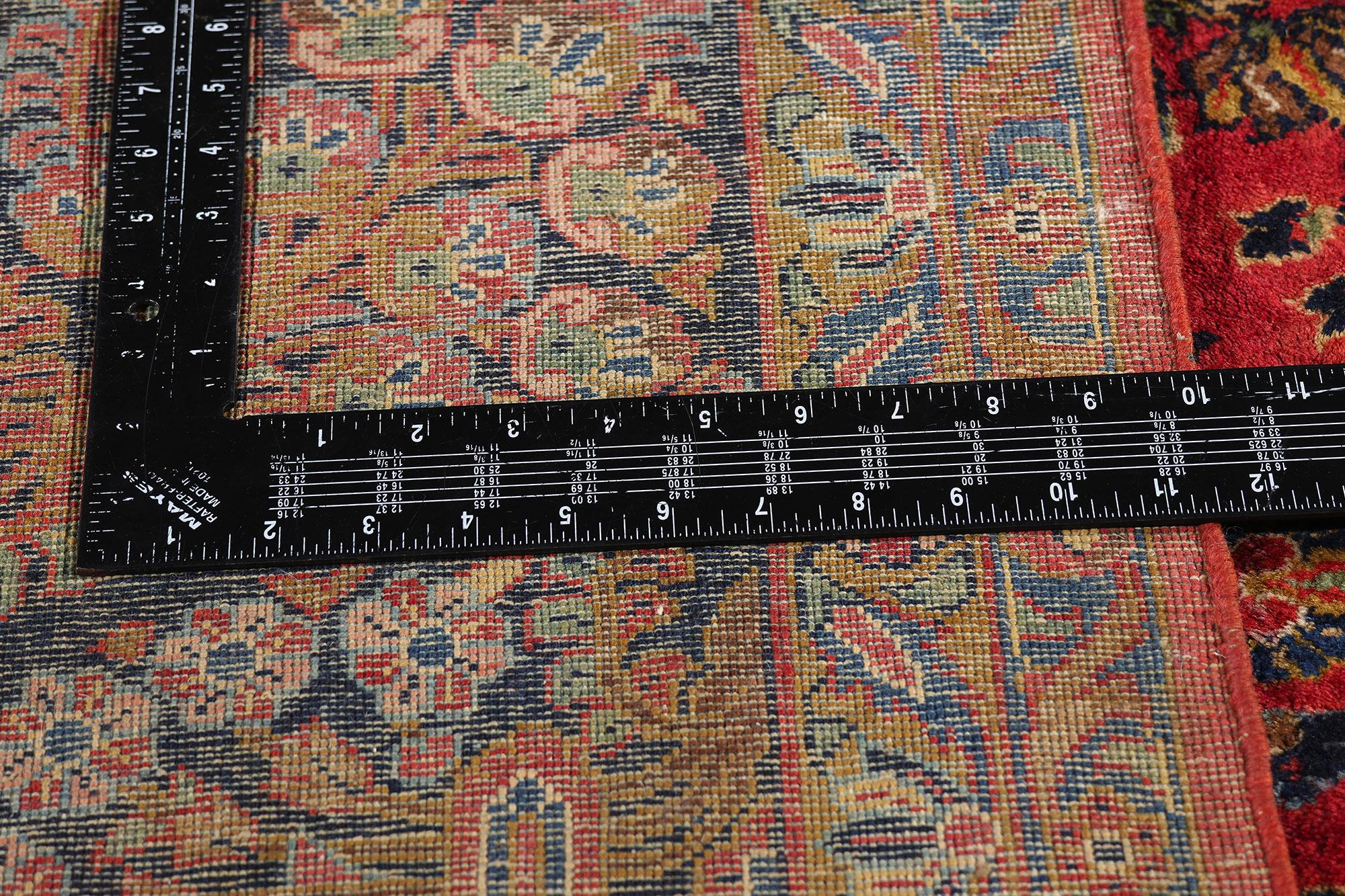 Wool Antique Red Persian Sarouk Rug with Traditional Style For Sale