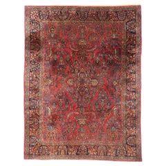 Antique Red Persian Sarouk Rug with Traditional Style