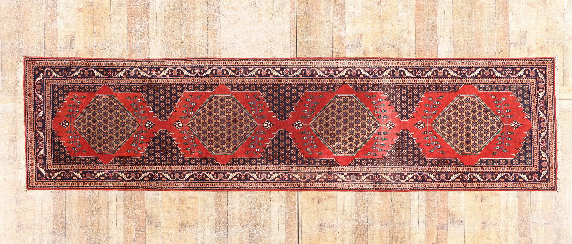 Antique Red Persian Senneh Rug with Modern Style For Sale 3