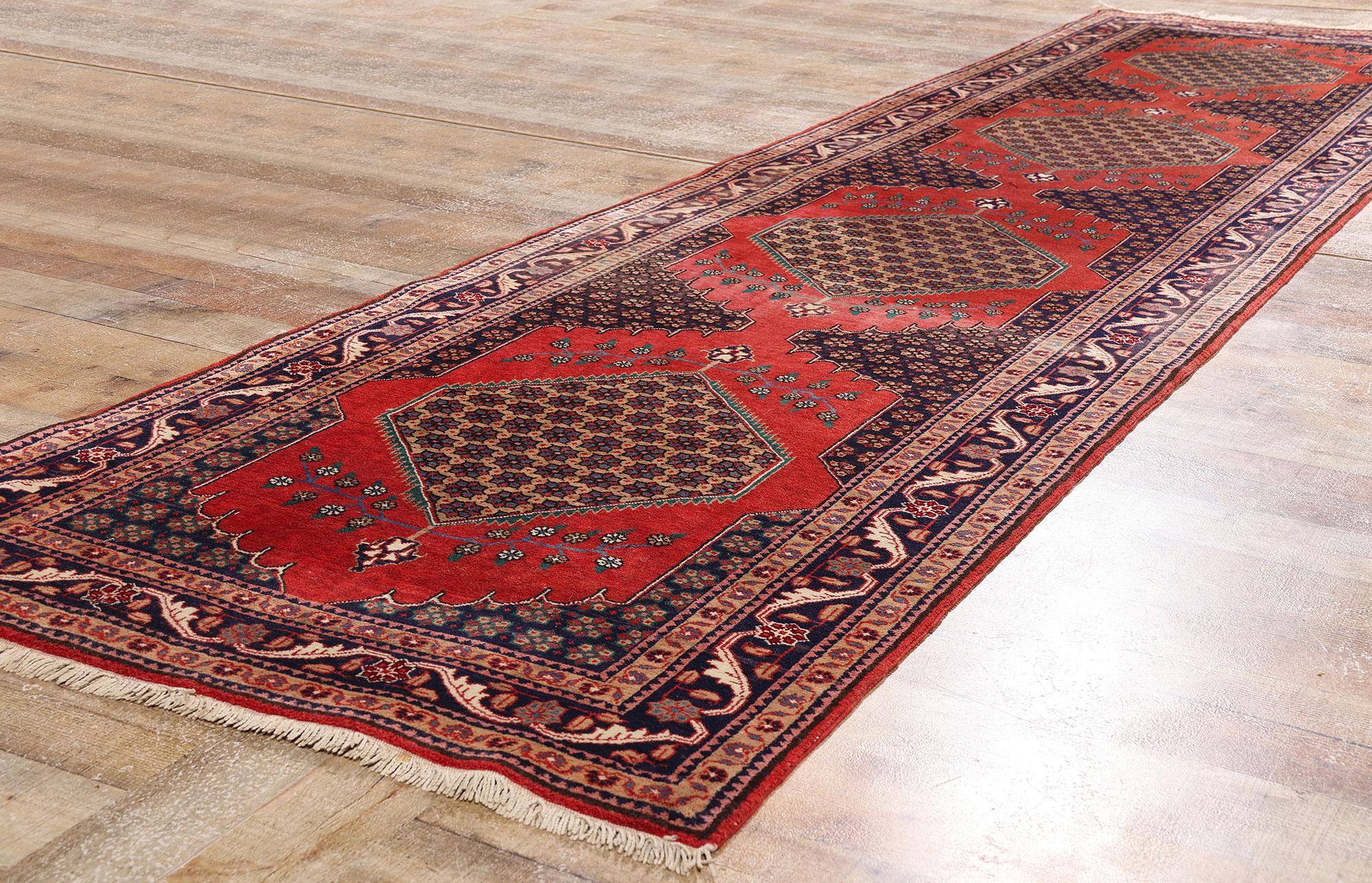 Antique Red Persian Senneh Rug with Modern Style For Sale 1