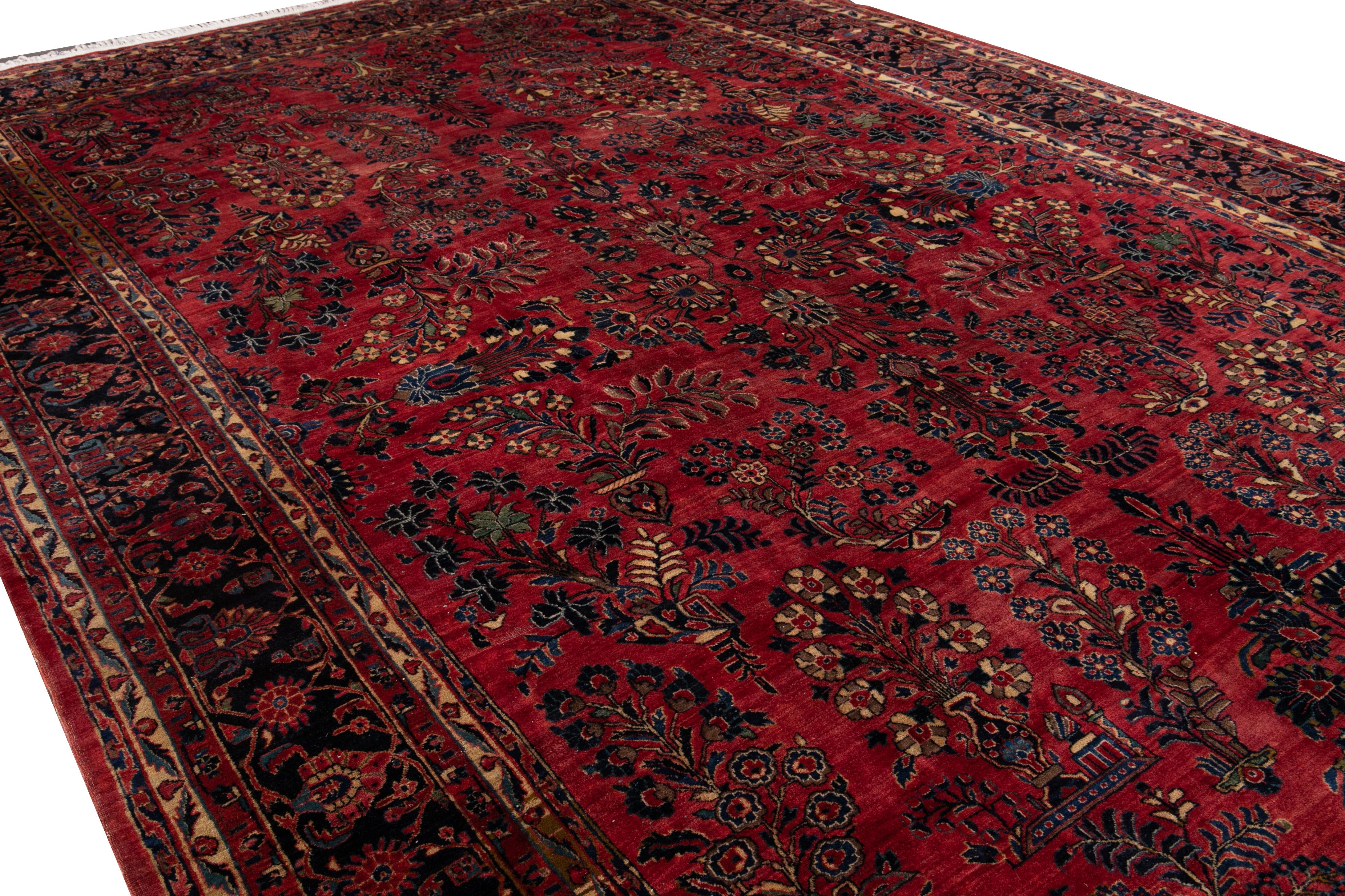 Antique Red Sarouk Farahan Persian Oversize Wool Rug For Sale 6