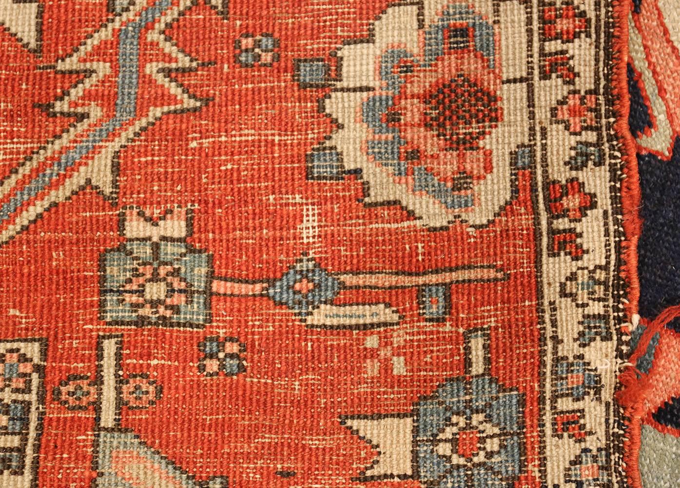 Wool Antique Red Serapi Persian Rug. Size: 9 ft 8 in x 14 ft For Sale