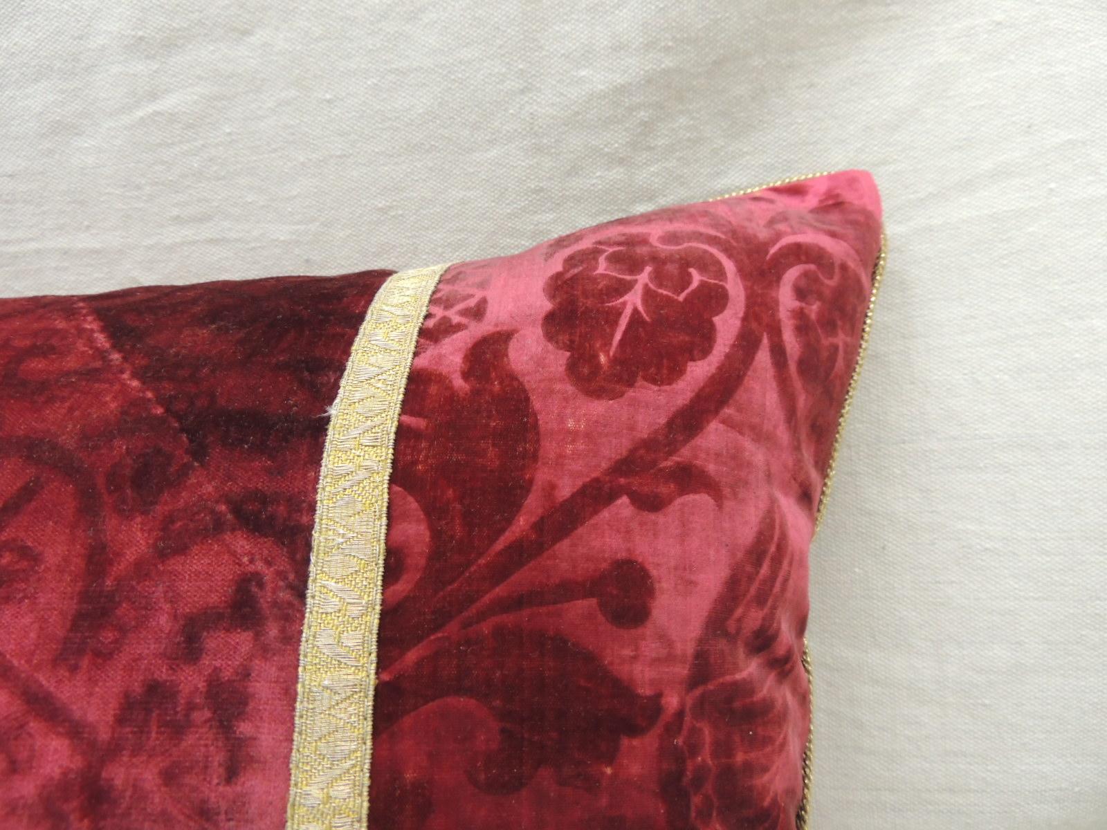 Antique Burnt Orange Silk Velvet Applique Long Bolster Decorative