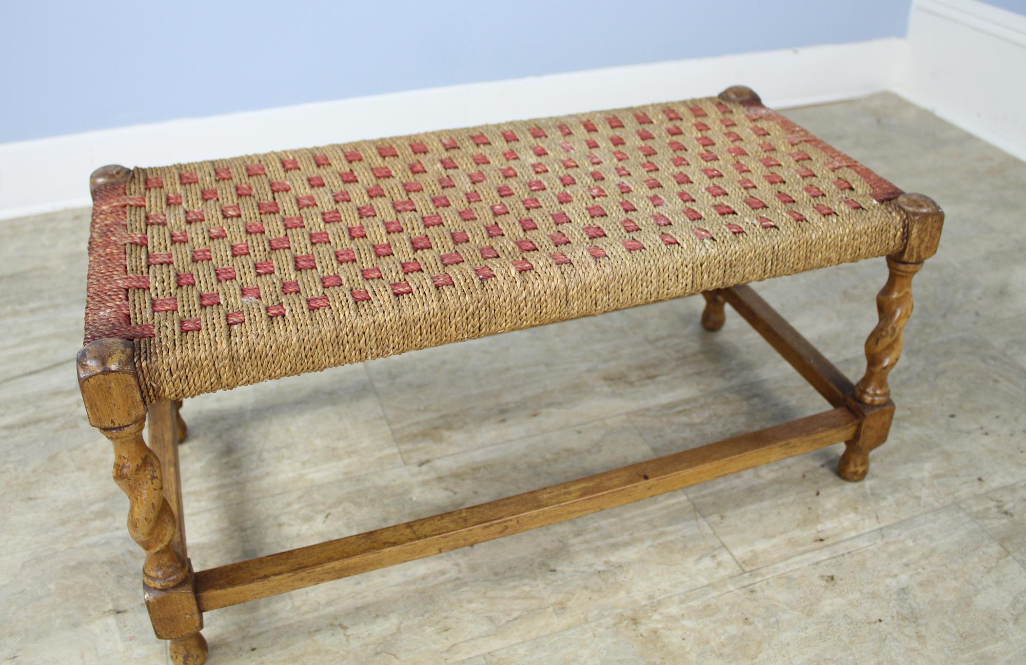 English Antique Red String Stool