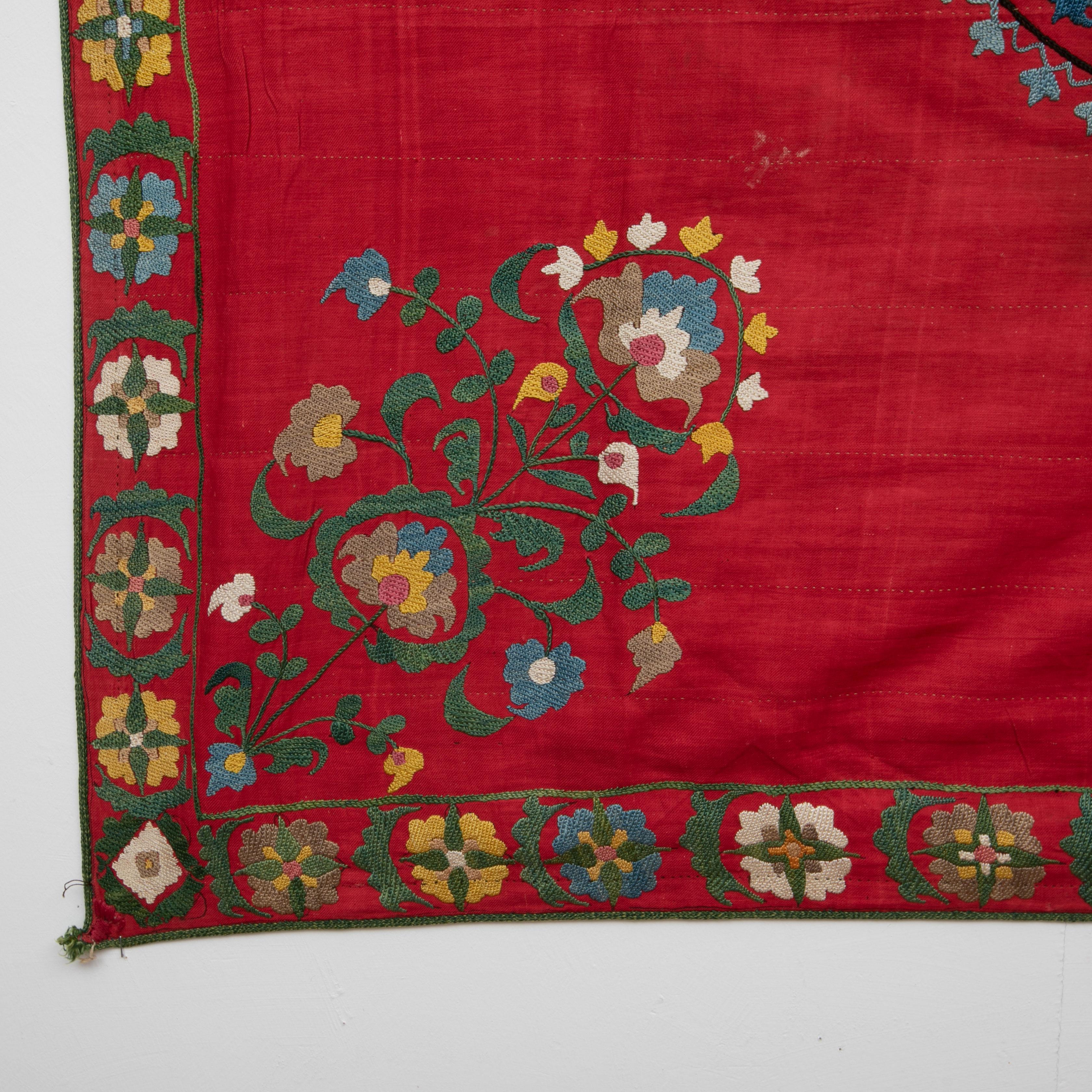19th Century Antique Red Suzani from Tashkent, Uzbekistan For Sale