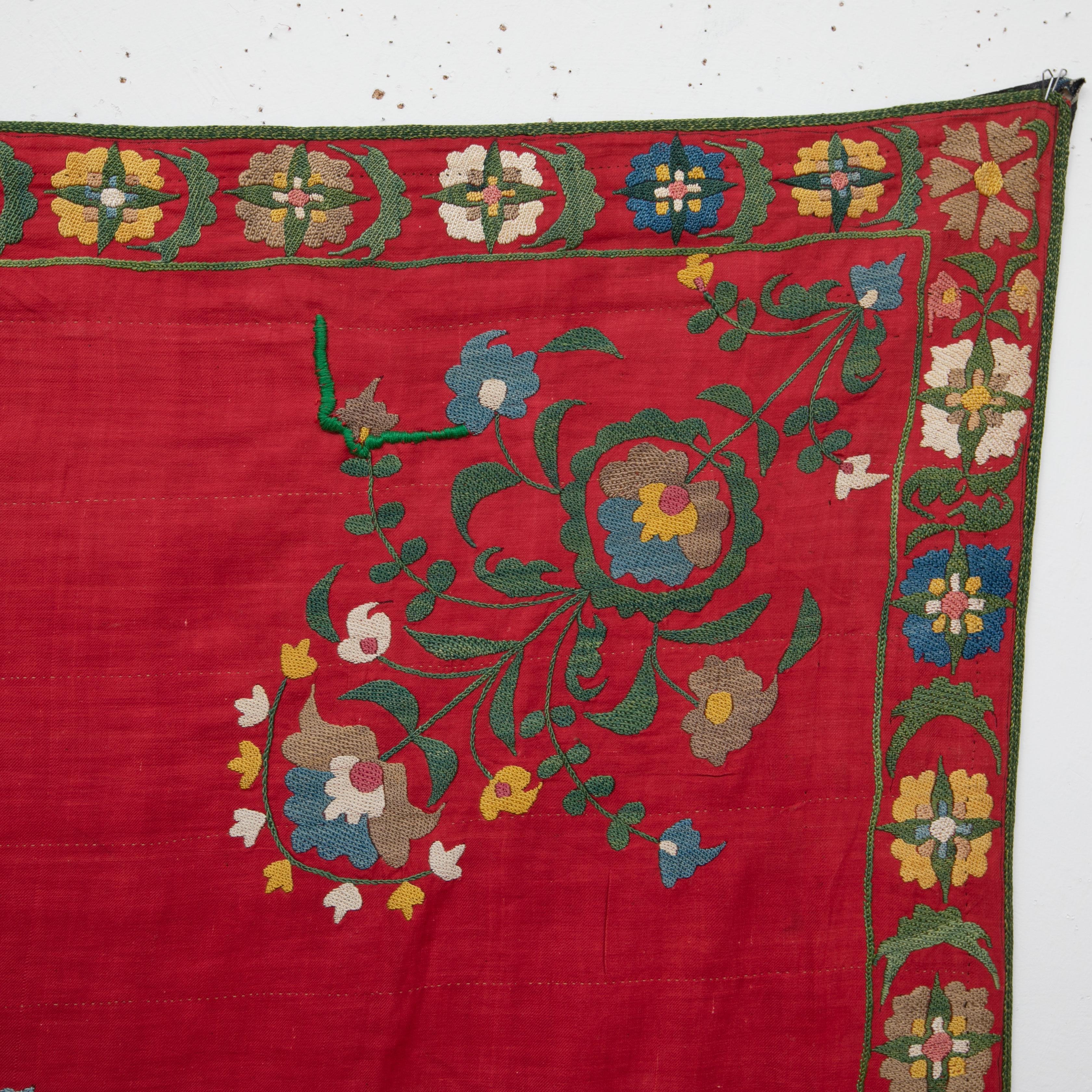 Cotton Antique Red Suzani from Tashkent, Uzbekistan For Sale