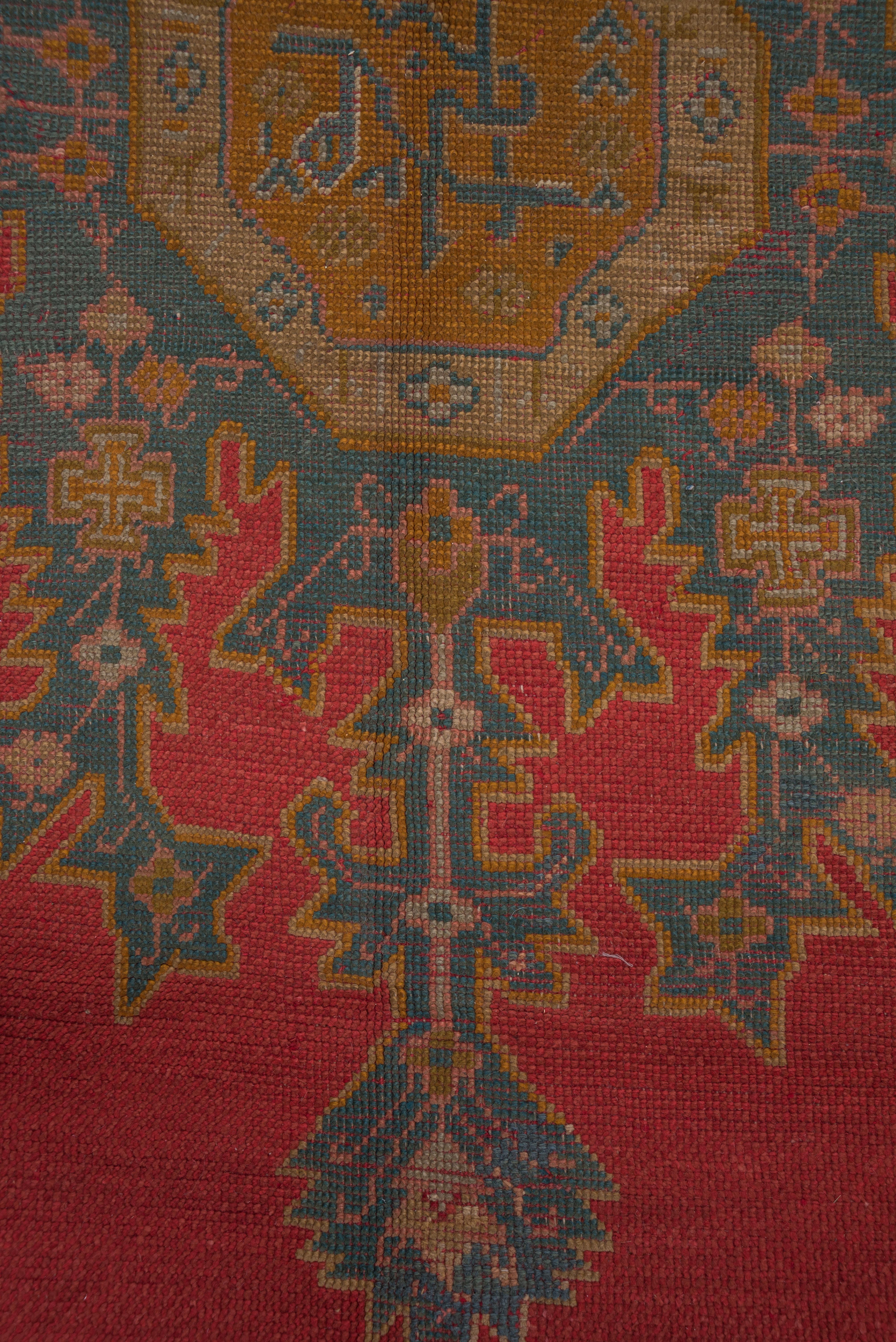 Hand-Knotted Antique Red Turkish Oushak Carpet For Sale